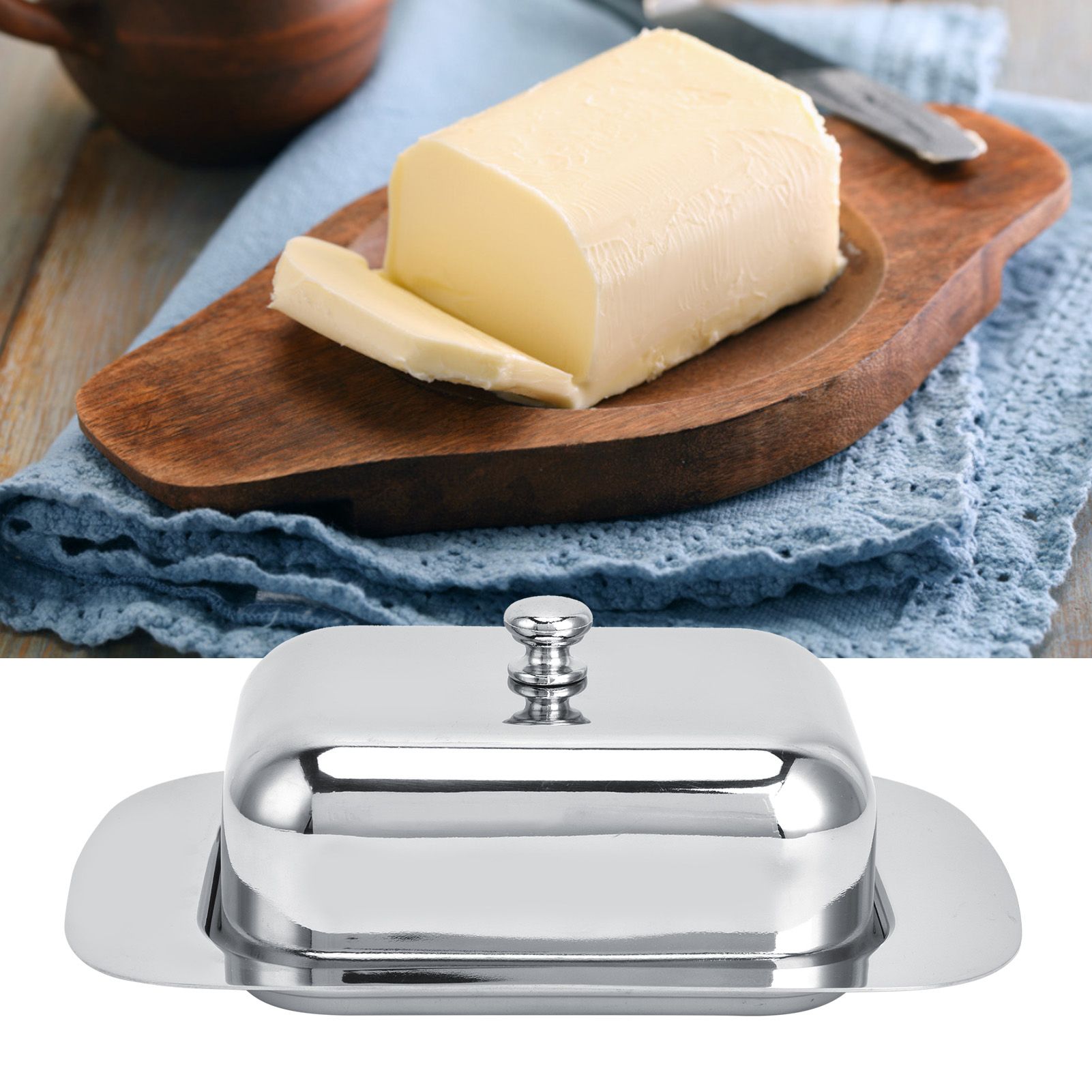 Bright Butter Box with Lid Stainless Steel Cheese Box for Bread Food Pastry view 12