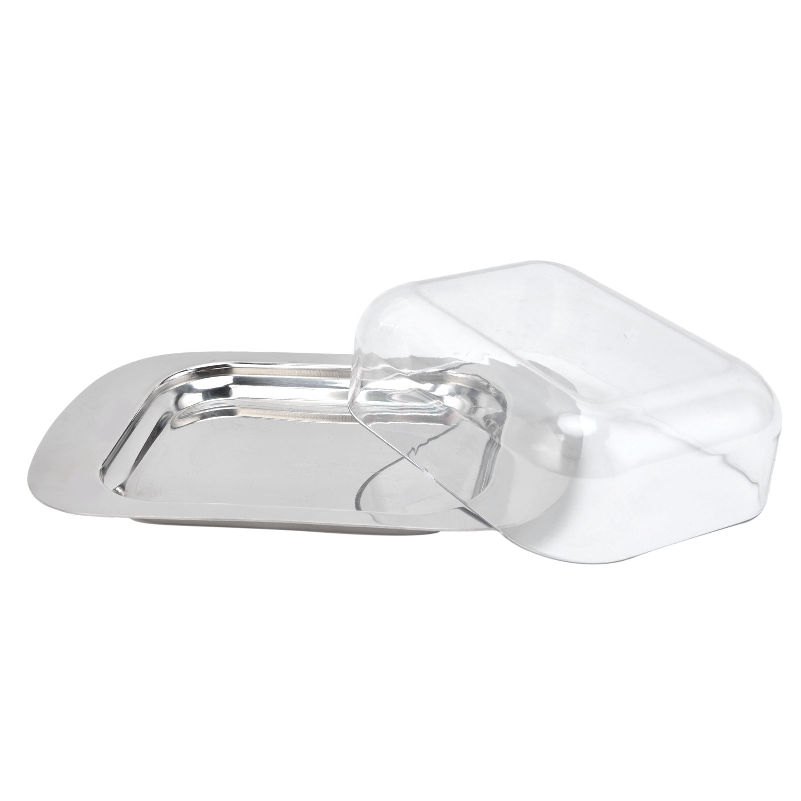 Quadrate Stainless Steel Butter Container Dish Cheese Keeper with Transparent — image 1