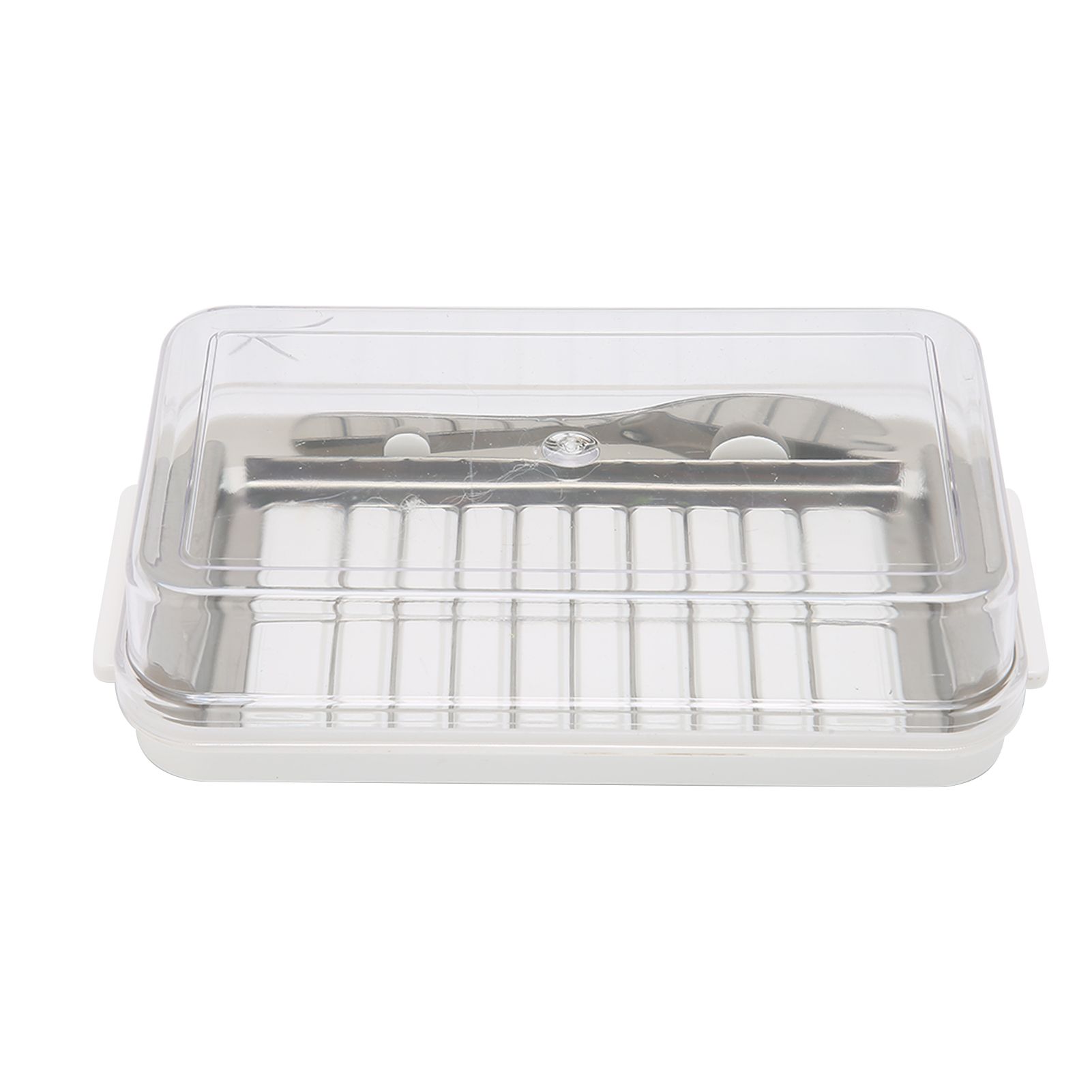 Stainless Steel Butter Cutter Box Cheese Storage Container with Transparent view 2