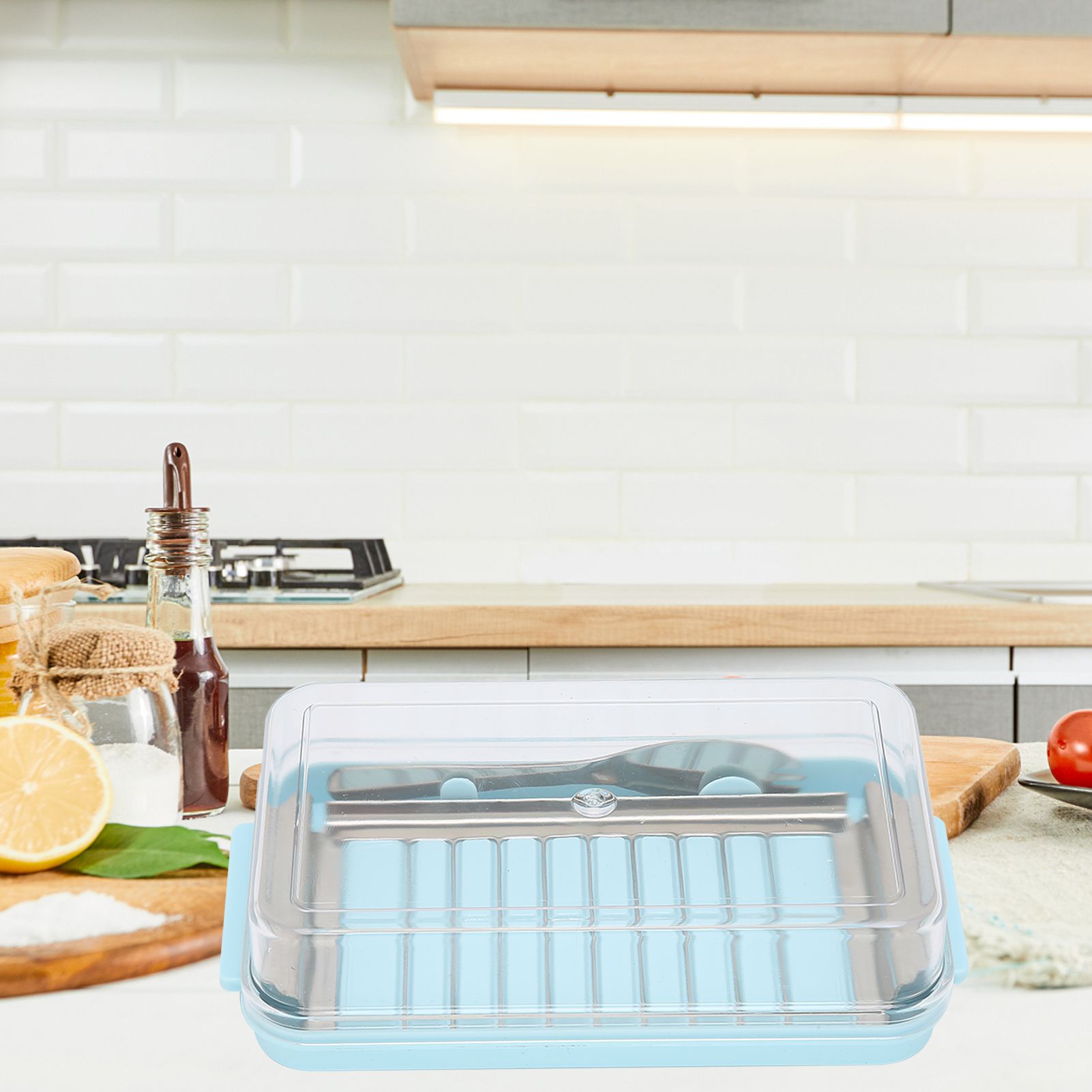Stainless Steel Butter Cutter Box Cheese Storage Container with Transparent view 12