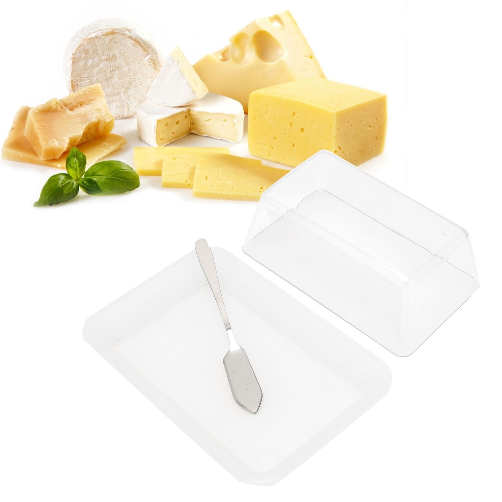 Quadrate Plastic Butter Storage Box Butter Cutter Cheese Container with view 12