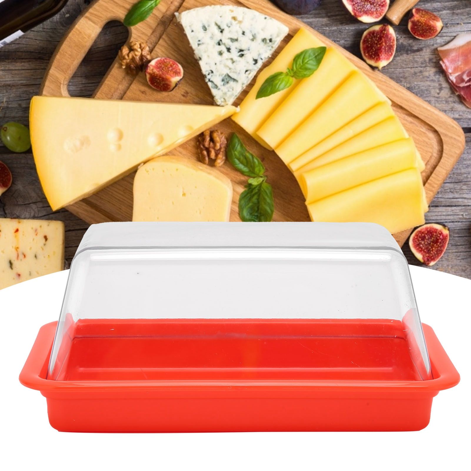 Quadrate Plastic Butter Storage Box Butter Cutter Cheese Container with view 11