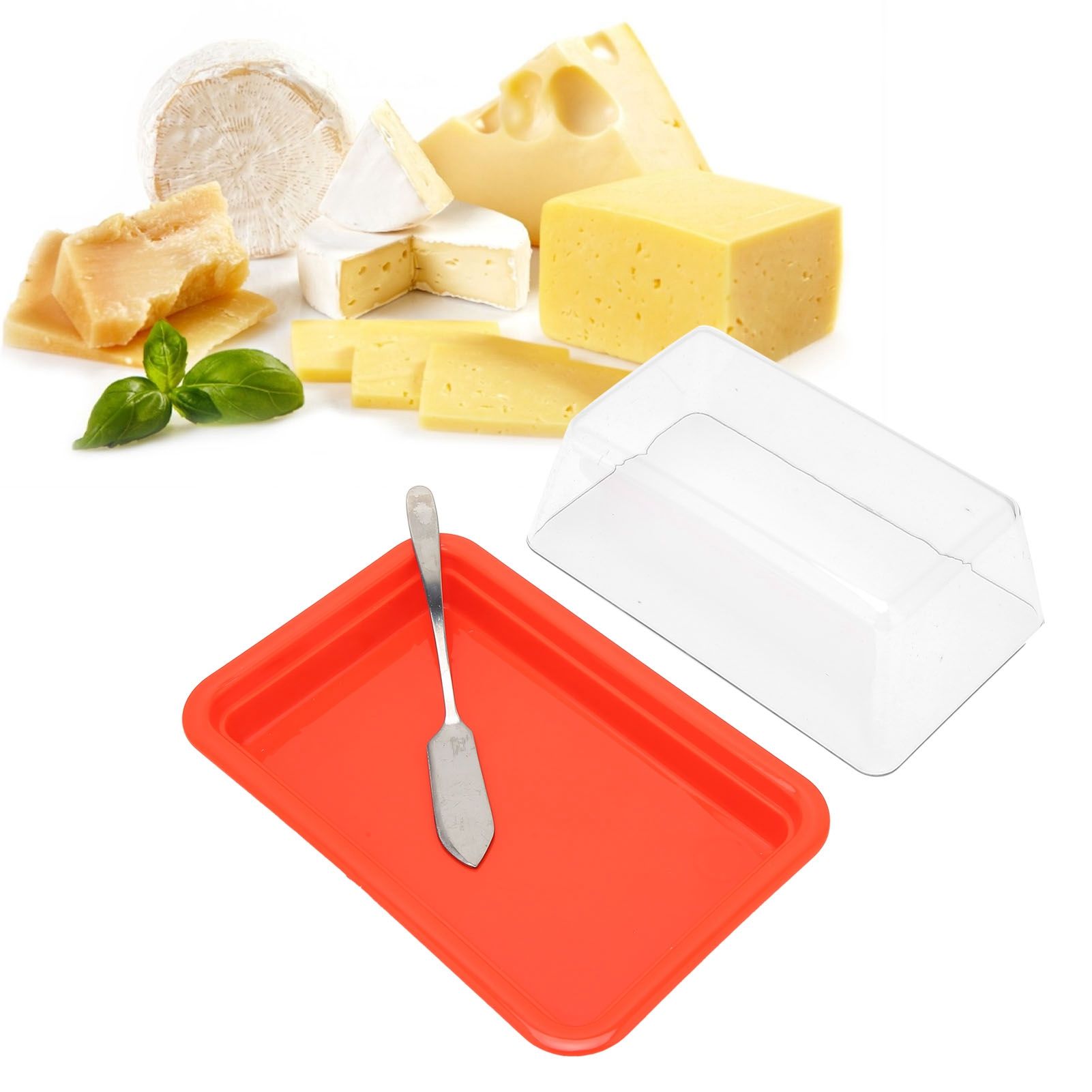 Quadrate Plastic Butter Storage Box Butter Cutter Cheese Container with view 12