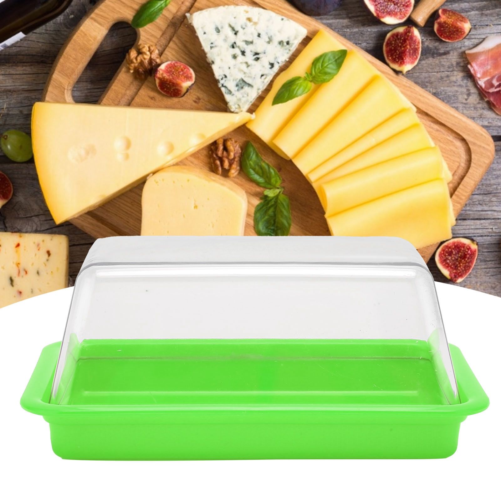Quadrate Plastic Butter Storage Box Butter Cutter Cheese Container with view 11