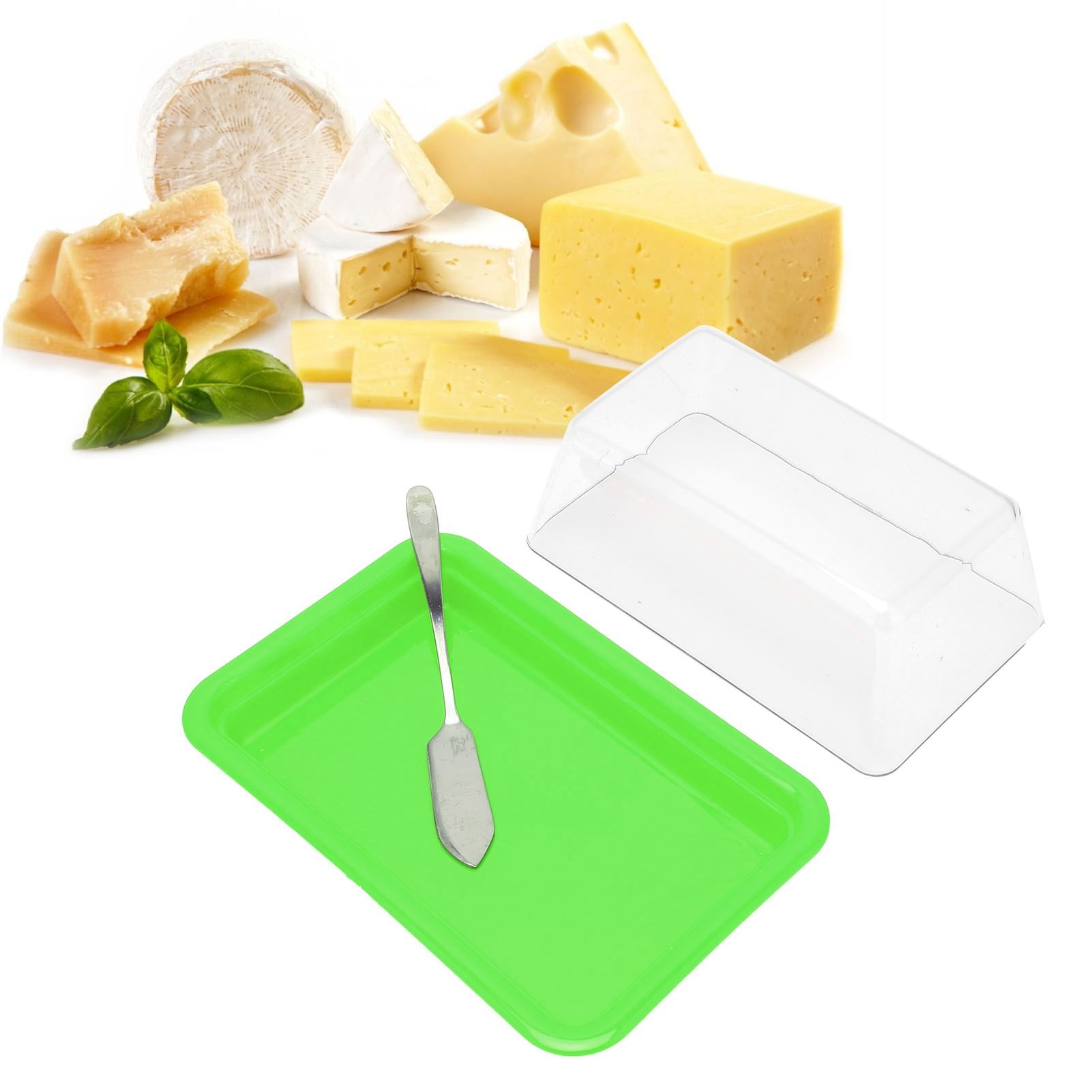 Quadrate Plastic Butter Storage Box Butter Cutter Cheese Container with view 12