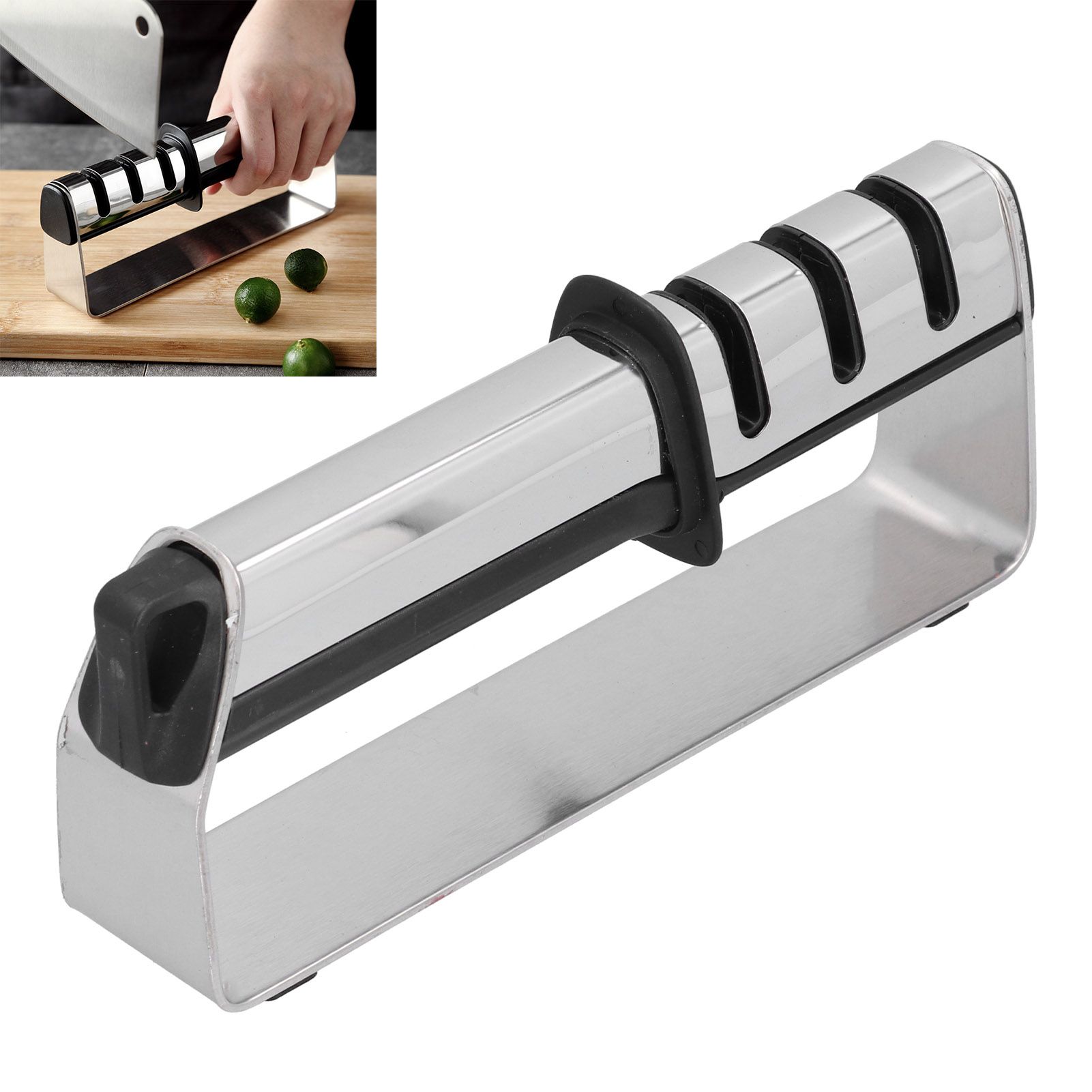 3 Stages Household Knife Sharpener Stainless Steel Manual Knife Grinder view 11