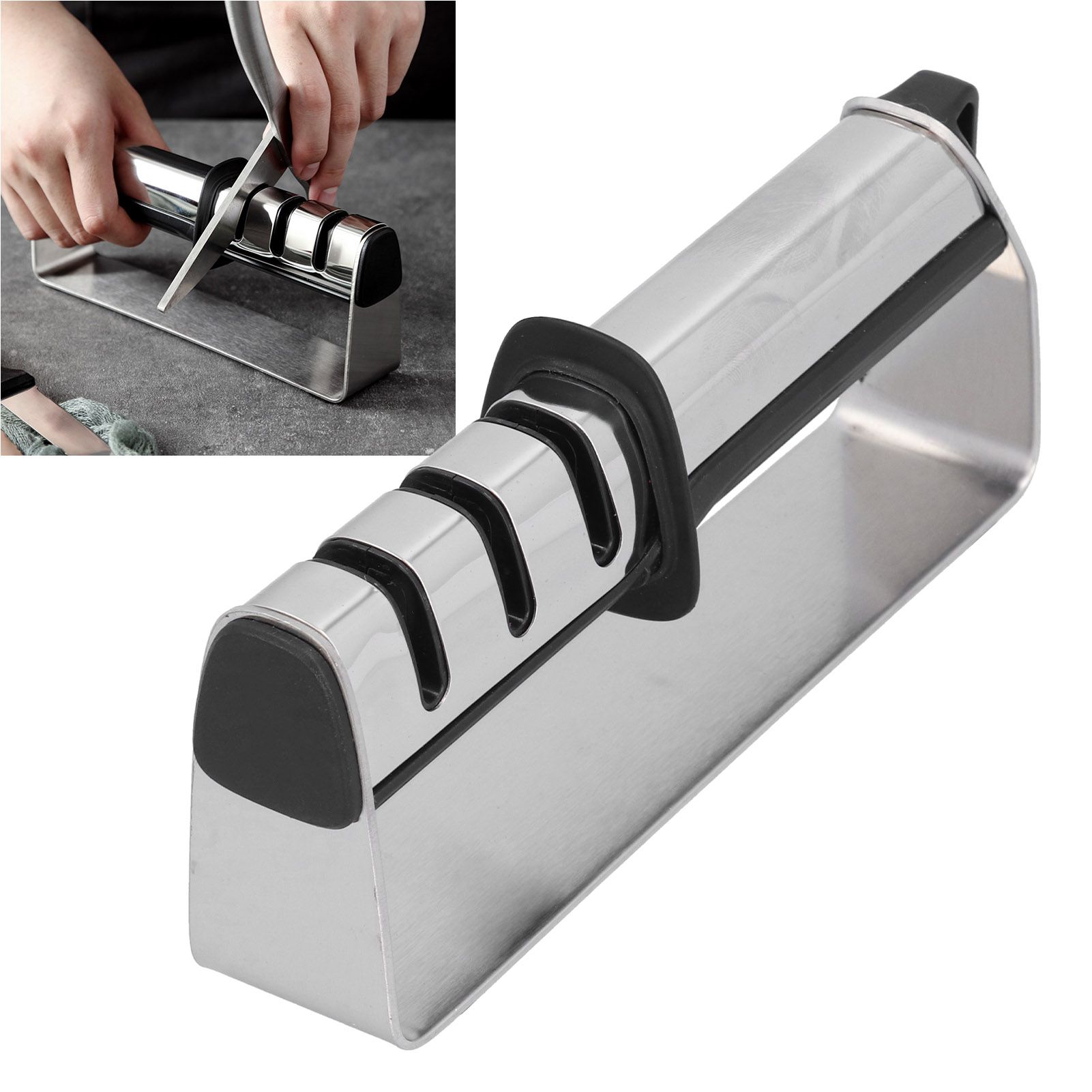 3 Stages Household Knife Sharpener Stainless Steel Manual Knife Grinder view 12