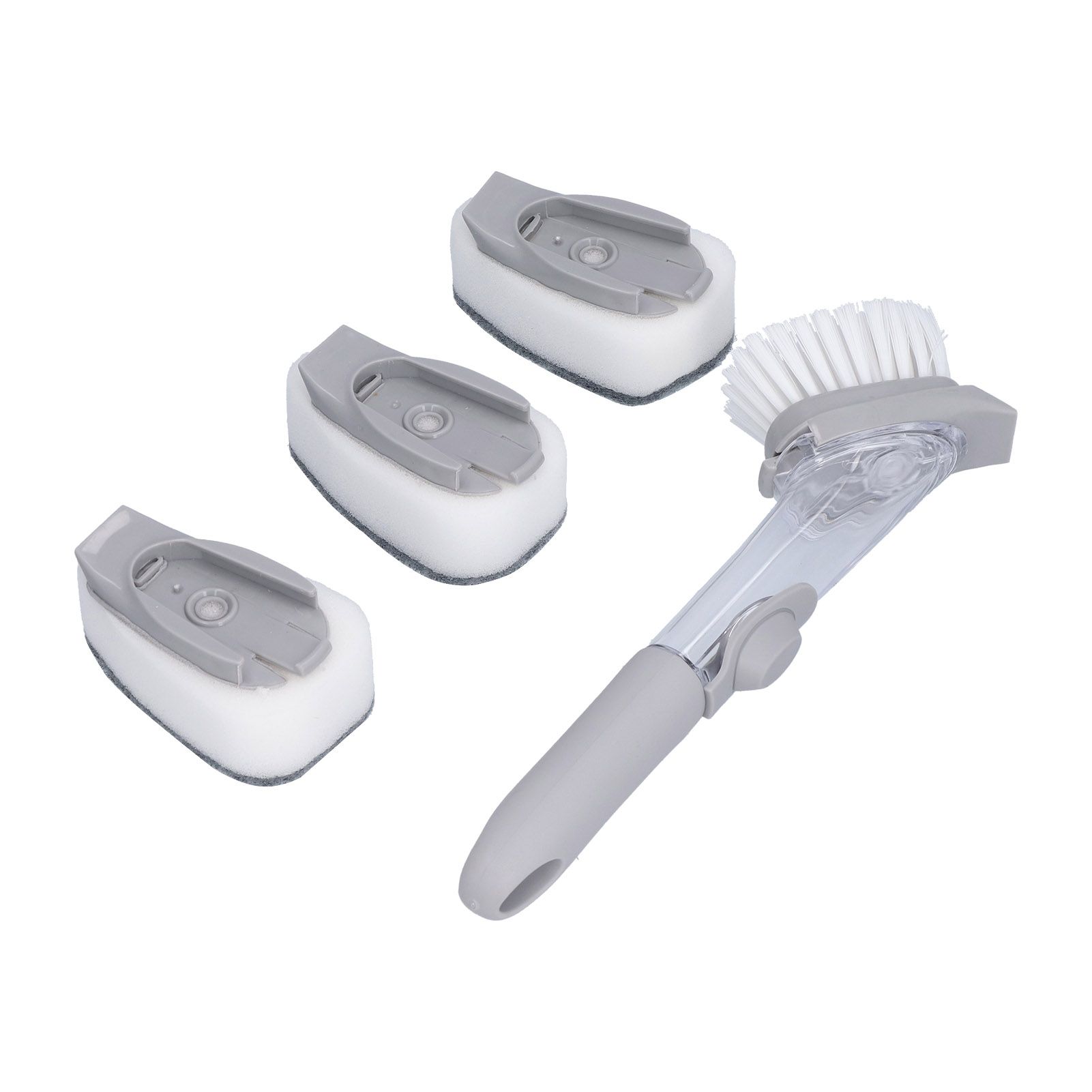 Soap Dispensing Dish Brush Sink Dish Cleaning Scrubber with Handle Hanging view 3