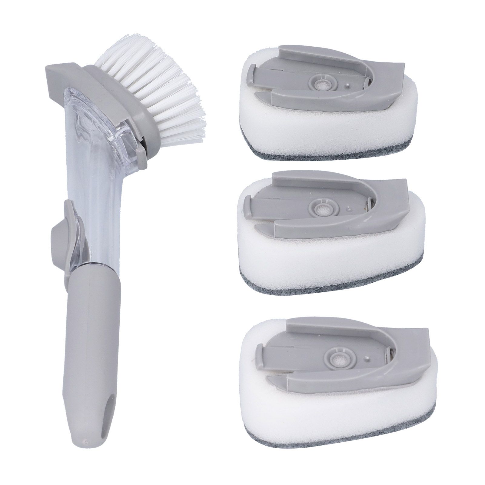 Soap Dispensing Dish Brush Sink Dish Cleaning Scrubber with Handle Hanging view 5