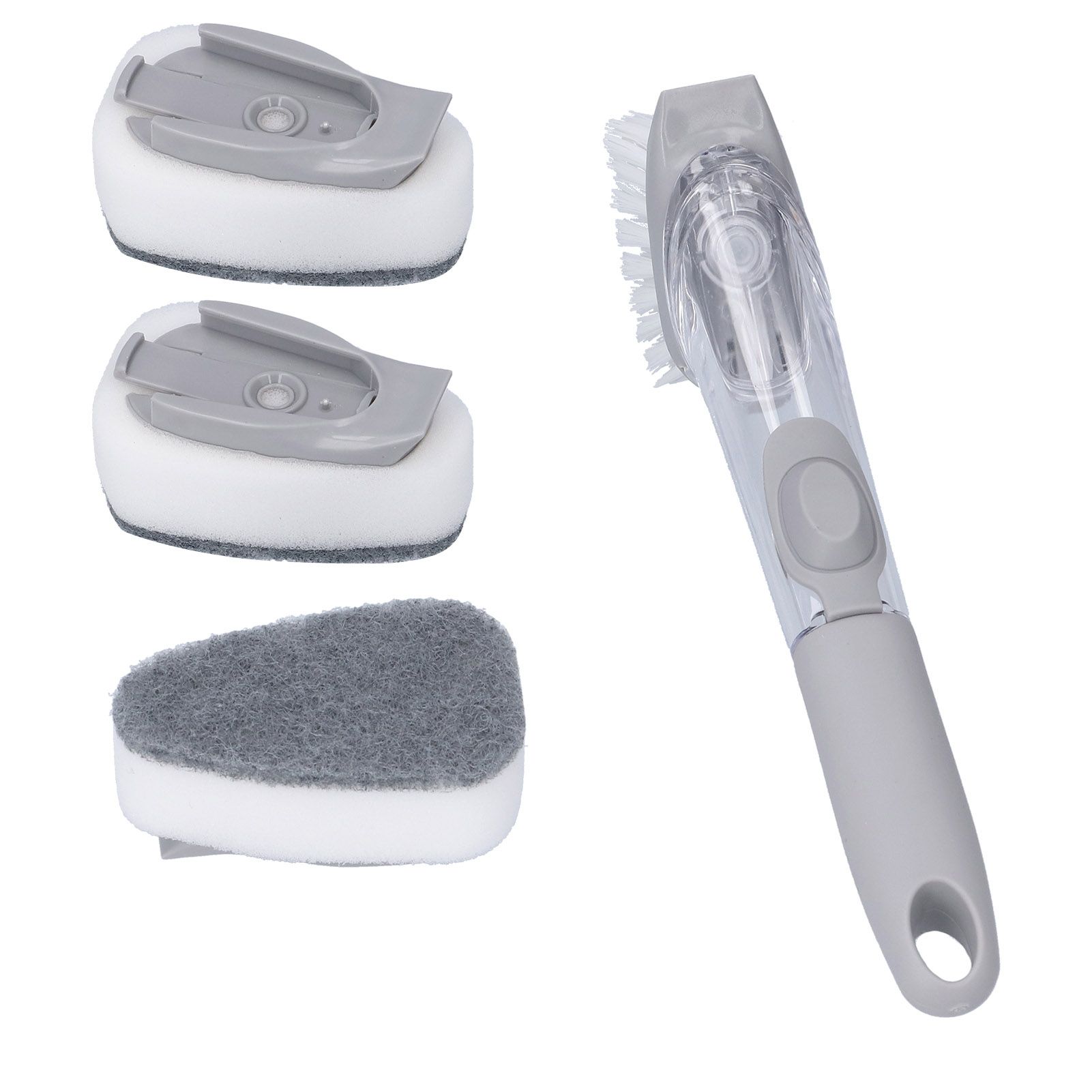 Soap Dispensing Dish Brush Sink Dish Cleaning Scrubber with Handle Hanging view 8