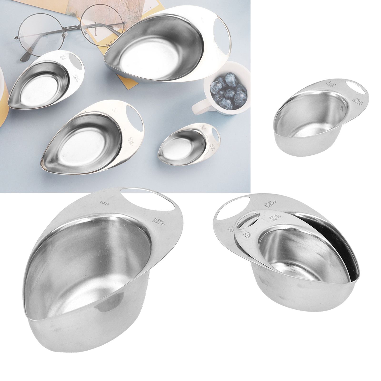 4Pcs/Set Measuring Spoon Stainless Steel Measuring Cup Kitchen Cooking Tool view 11