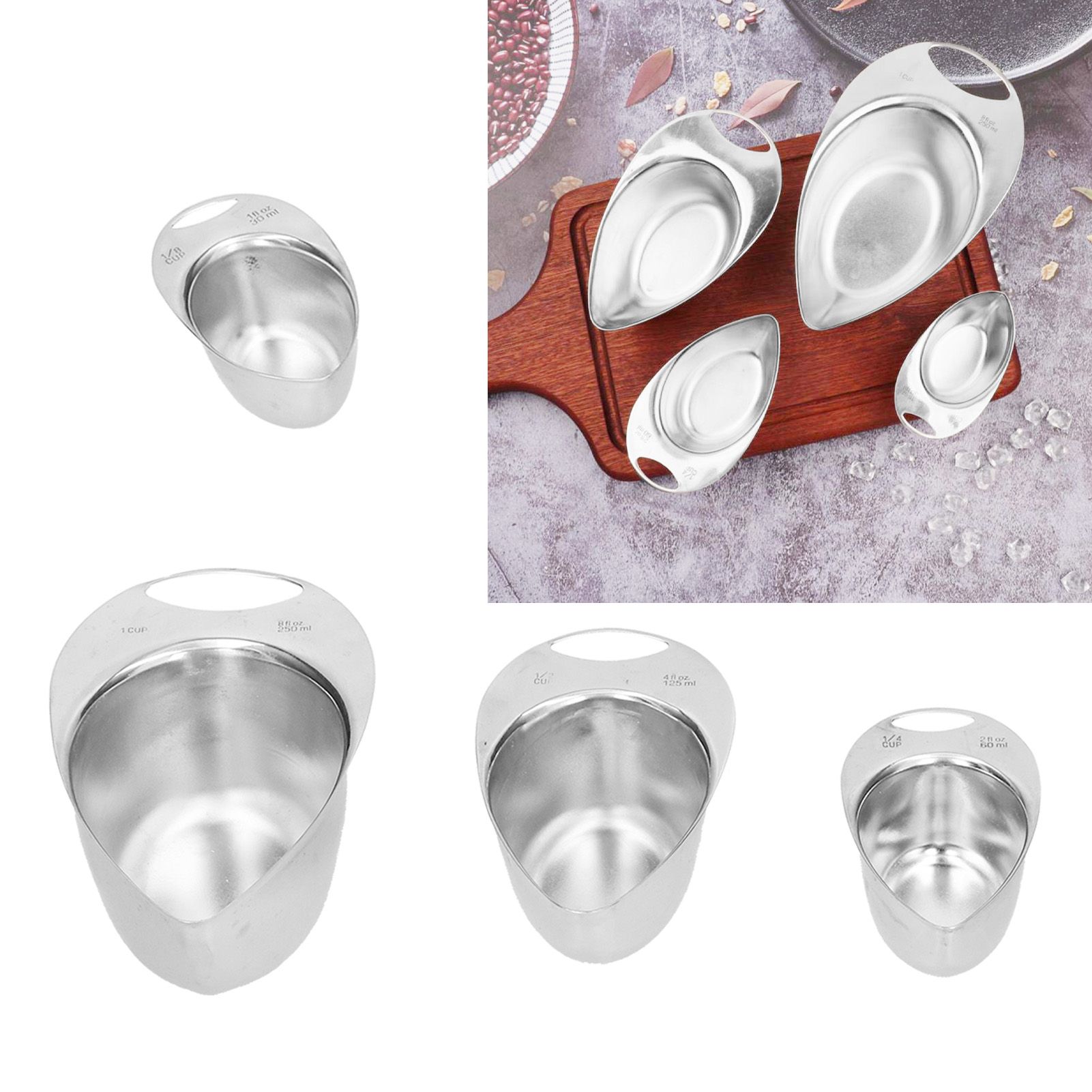 4Pcs/Set Measuring Spoon Stainless Steel Measuring Cup Kitchen Cooking Tool view 12