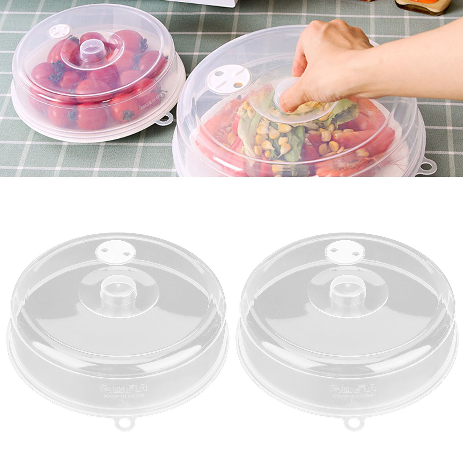 2pcs Microwave Cover PP Reusable Safe Harmless Food Guard Lid for Heat view 11