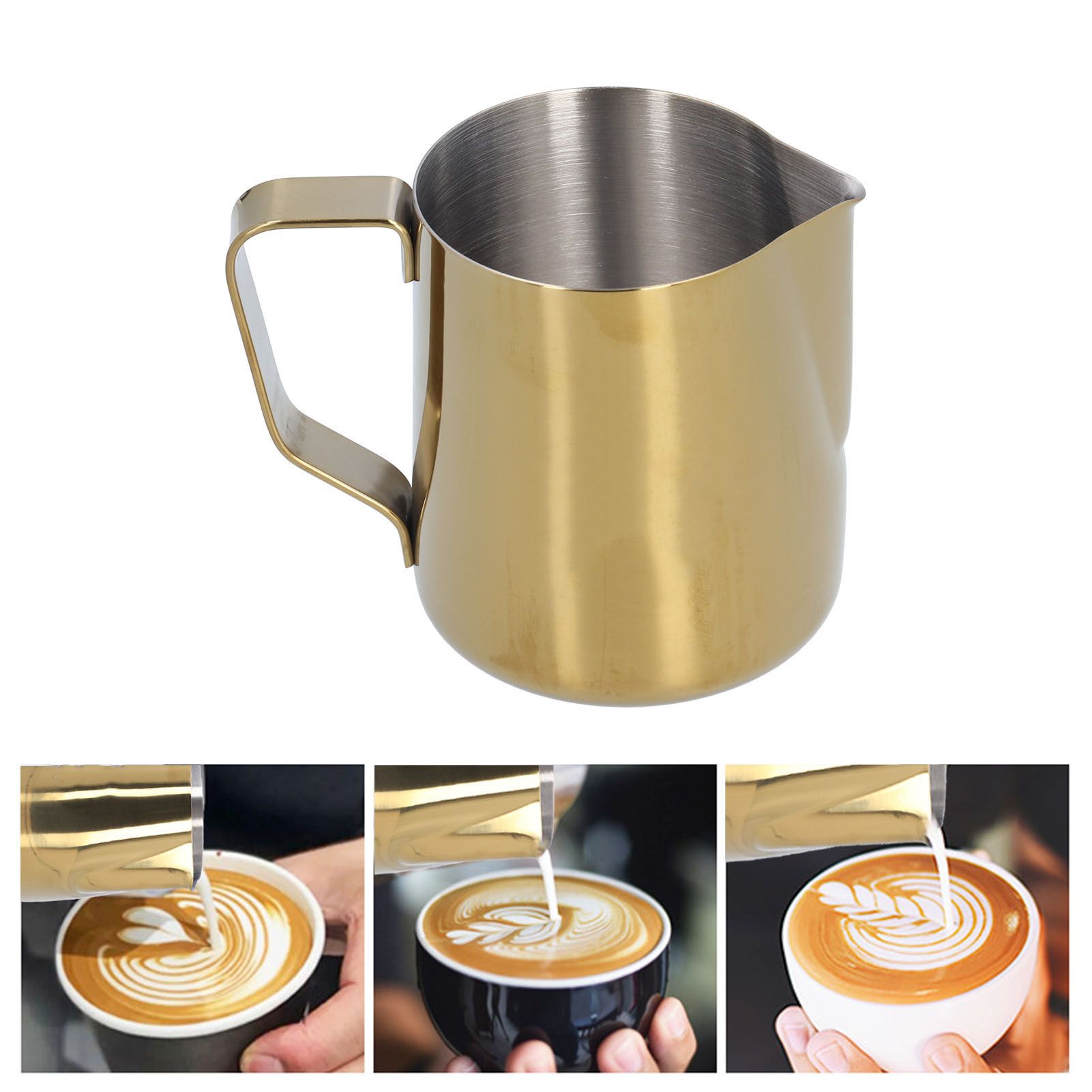 304 Stainless Steel Milk Frothing Pitcher with Inner Scale Pointed Mouth view 11