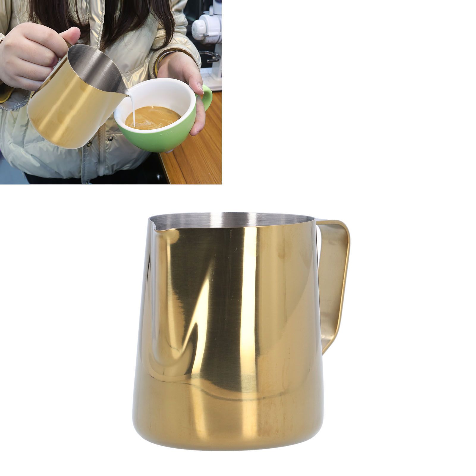 304 Stainless Steel Milk Frothing Pitcher with Inner Scale Pointed Mouth view 12
