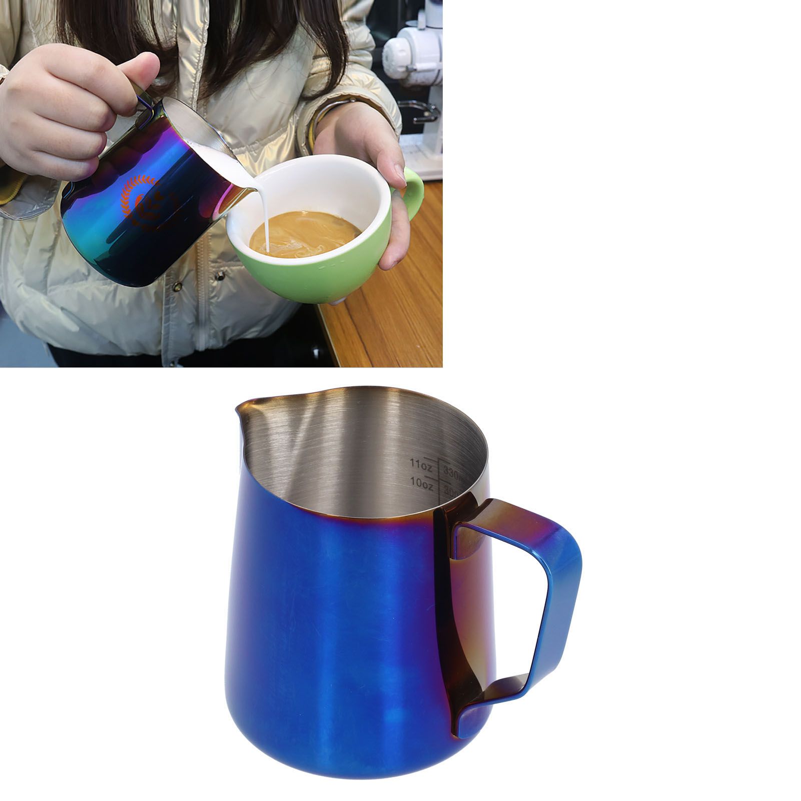 Stainless Steel Frothing Pitcher Milk Coffee Frothing Cup with Inner Scale view 12
