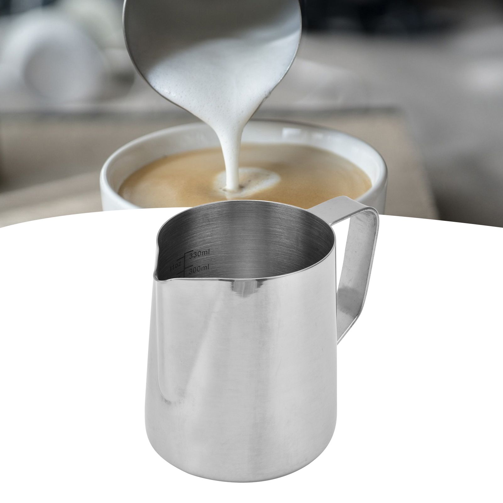304 Stainless Steel Coffee Cup with Inner Scale Pointed Mouth Milk Frothing view 11