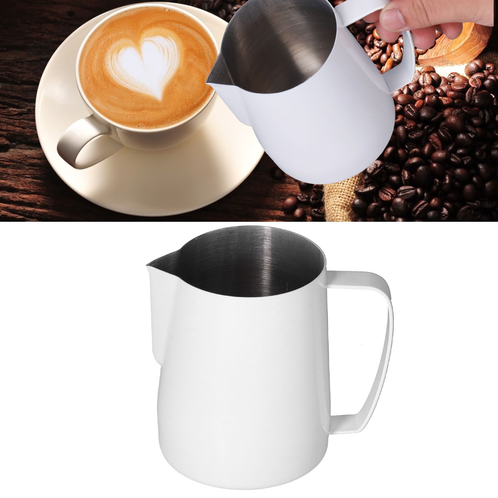 Stainless Steel Frothing Cup Coffee Milk Frothing Pitcher with Pointed Mouth view 12