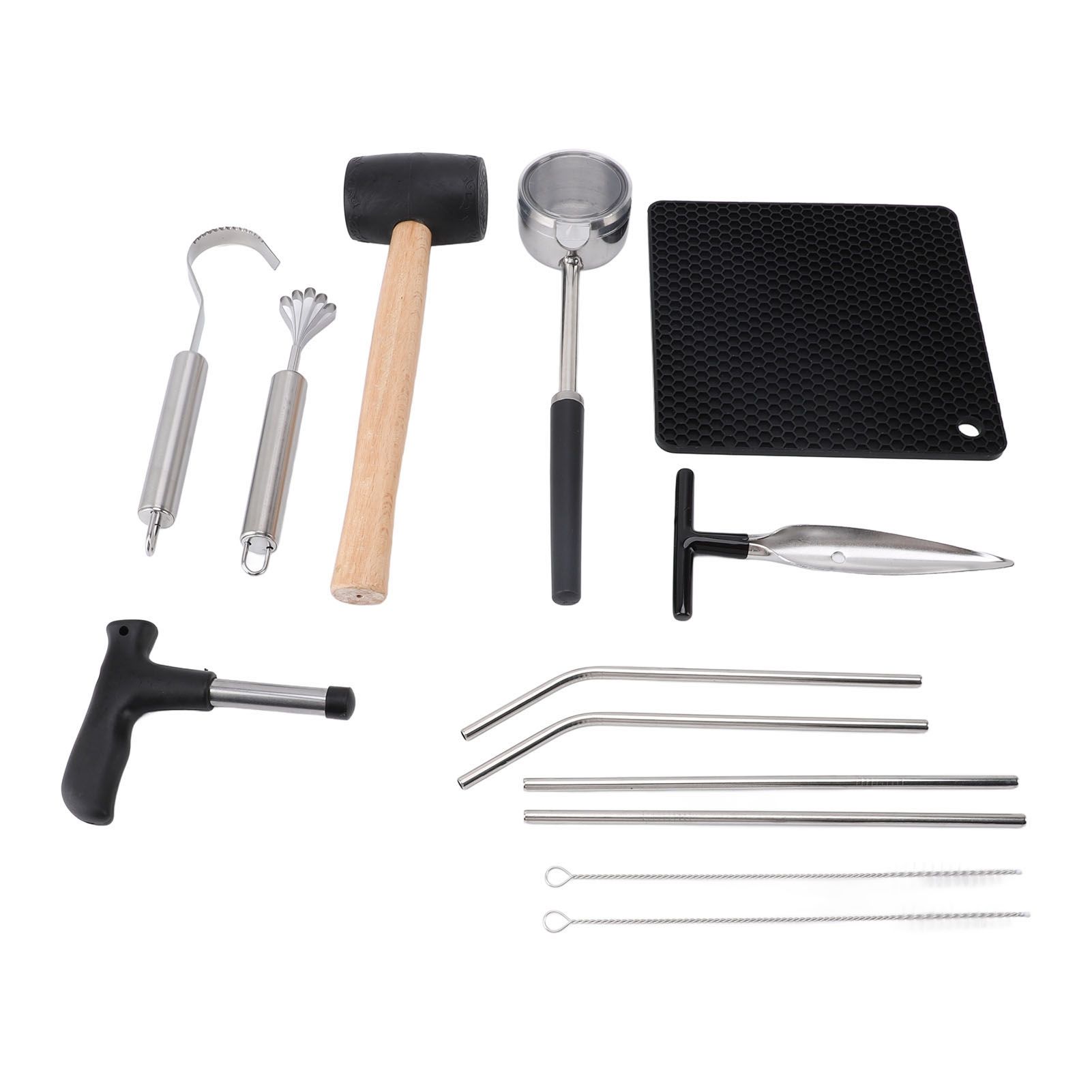 Coconut Opener Tool Set Stainless Steel Coconut Shell Puncher Cutter Rubber