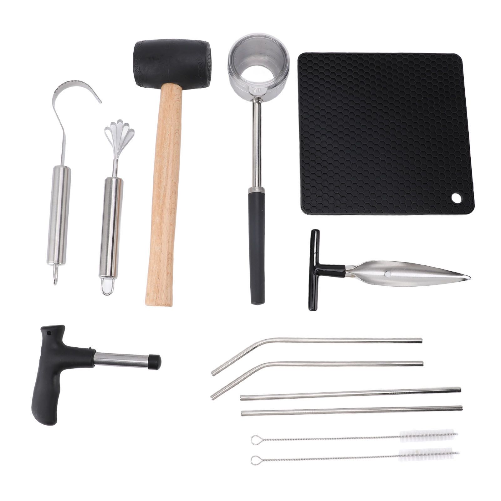 Coconut Opener Tool Set Stainless Steel Coconut Shell Puncher Cutter Rubber view 3