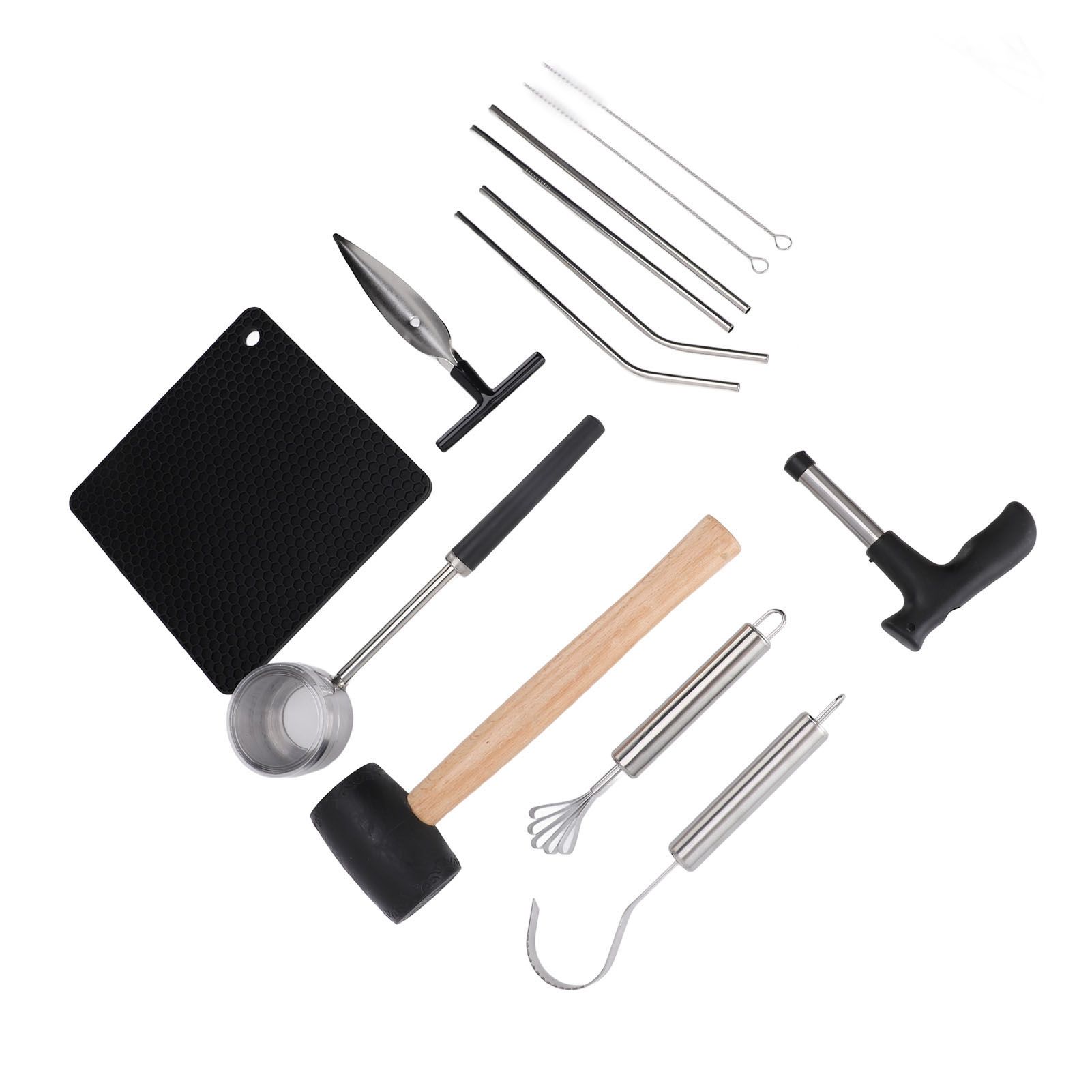 Coconut Opener Tool Set Stainless Steel Coconut Shell Puncher Cutter Rubber view 4