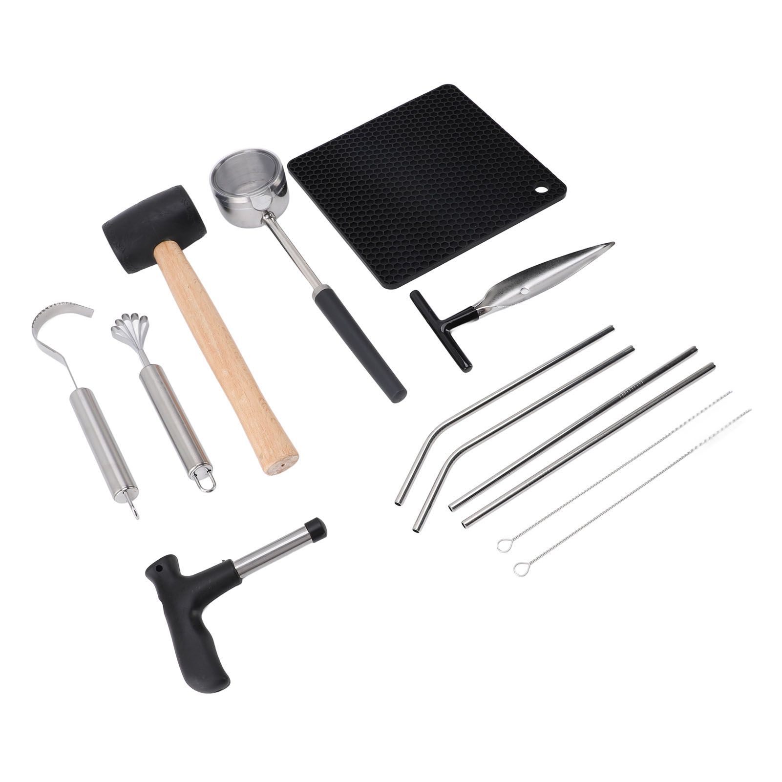 Coconut Opener Tool Set Stainless Steel Coconut Shell Puncher Cutter Rubber view 6