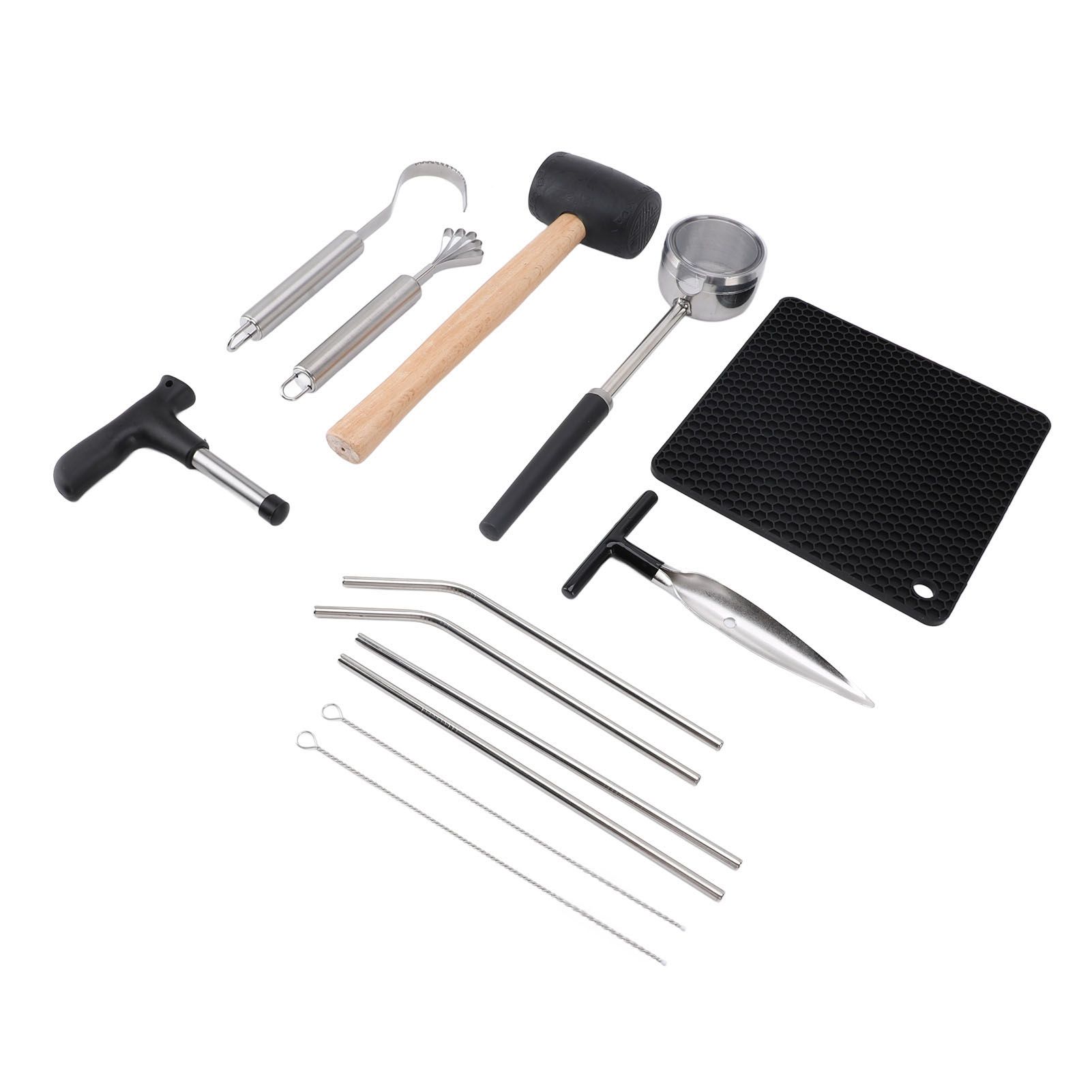 Coconut Opener Tool Set Stainless Steel Coconut Shell Puncher Cutter Rubber view 11
