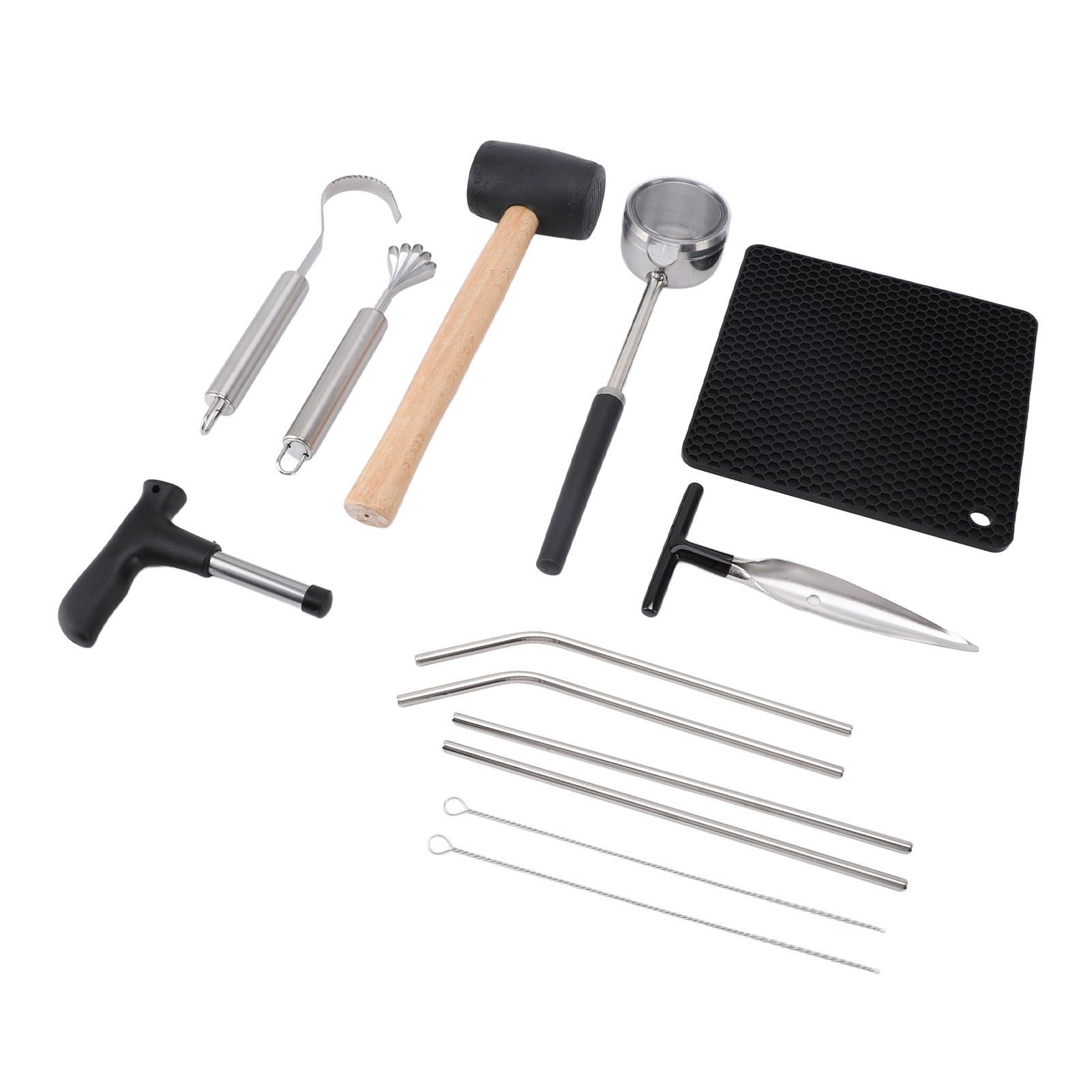 Coconut Opener Tool Set Stainless Steel Coconut Shell Puncher Cutter Rubber view 12