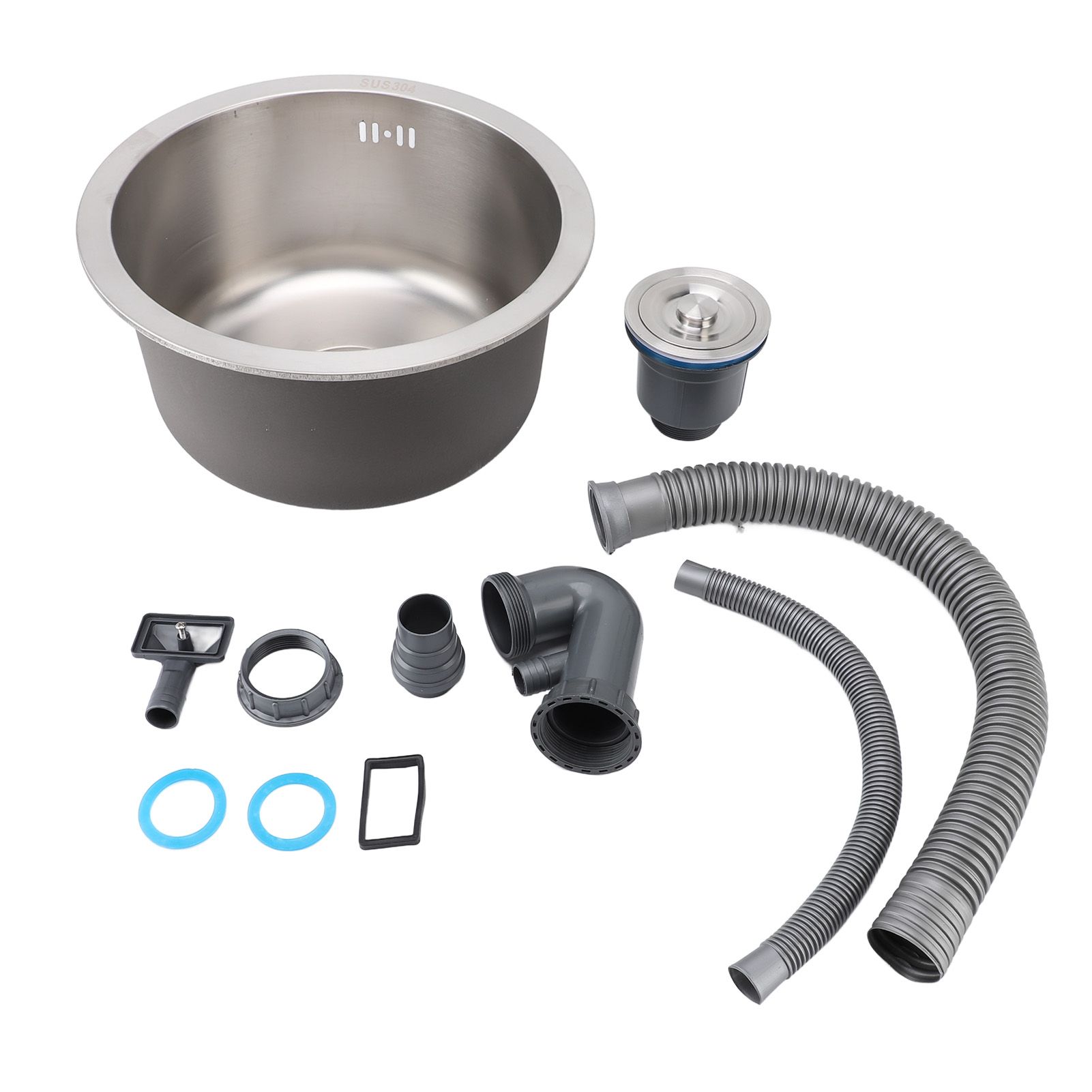 Kitchen Sink 304 Stainless Steel Brushed Single Bowl Rust Proof Round Sink for view 3