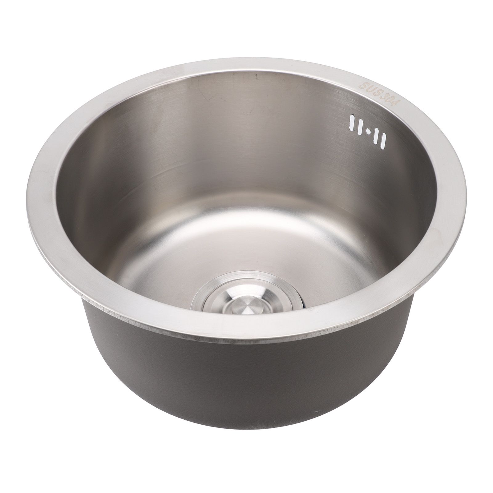 Kitchen Sink 304 Stainless Steel Brushed Single Bowl Rust Proof Round Sink for view 6