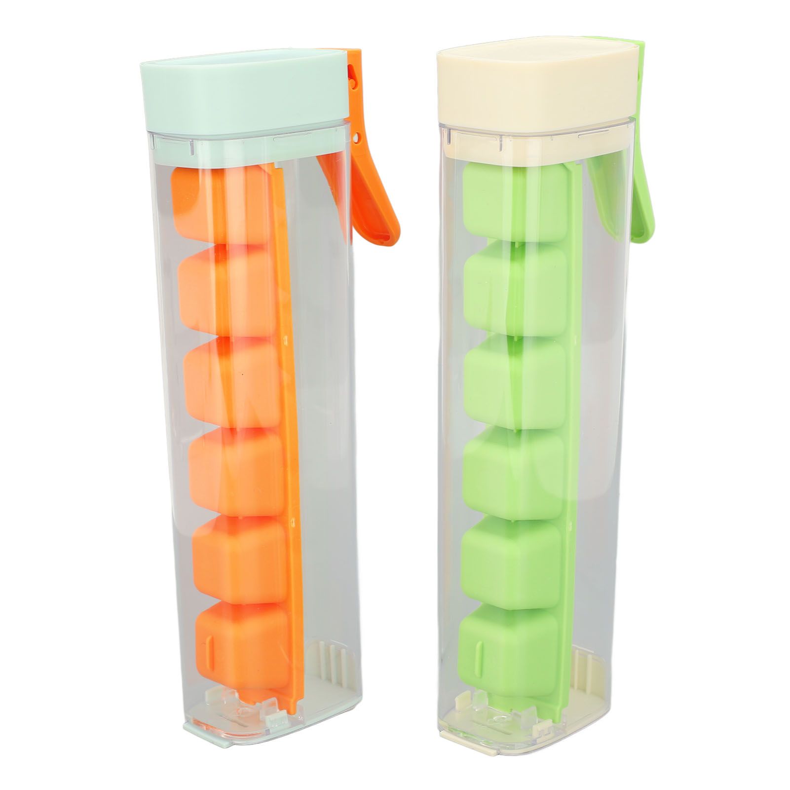 2PCS Ice Cube Trays 6 Grids Easy Release Reusable Ice Cube Molds with Lids and view 3