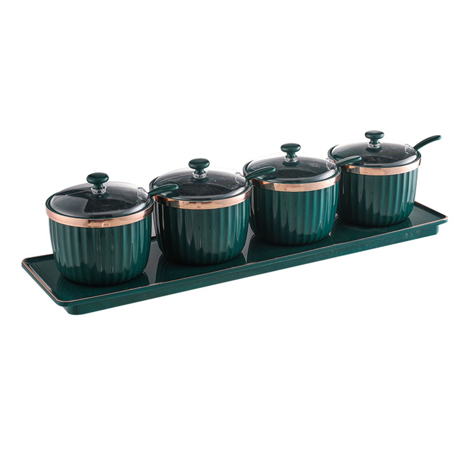 4pcs Kitchen Spice Box Storage Golden Edge Seasoning Container Set with Clear view 3