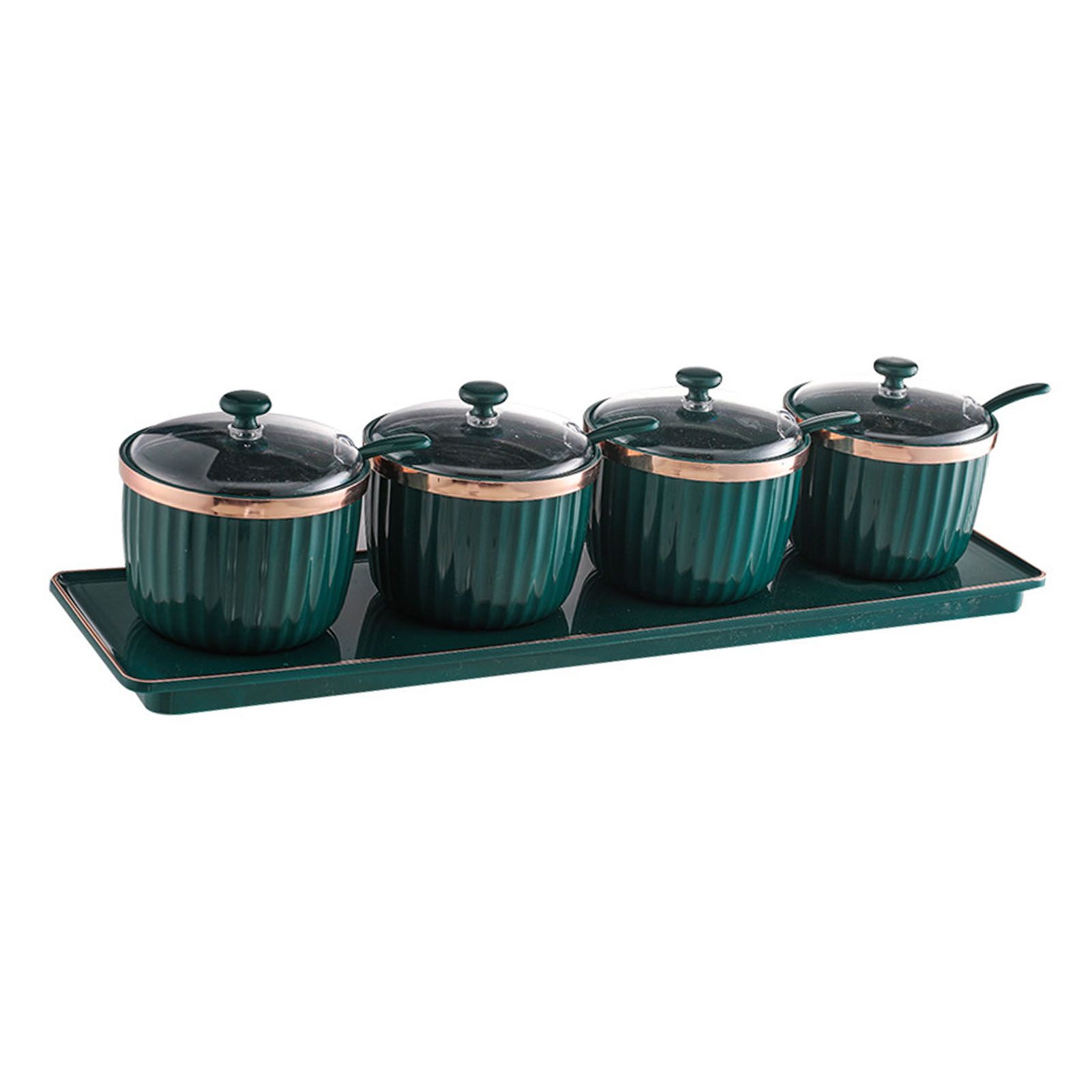 4pcs Kitchen Spice Box Storage Golden Edge Seasoning Container Set with Clear view 6