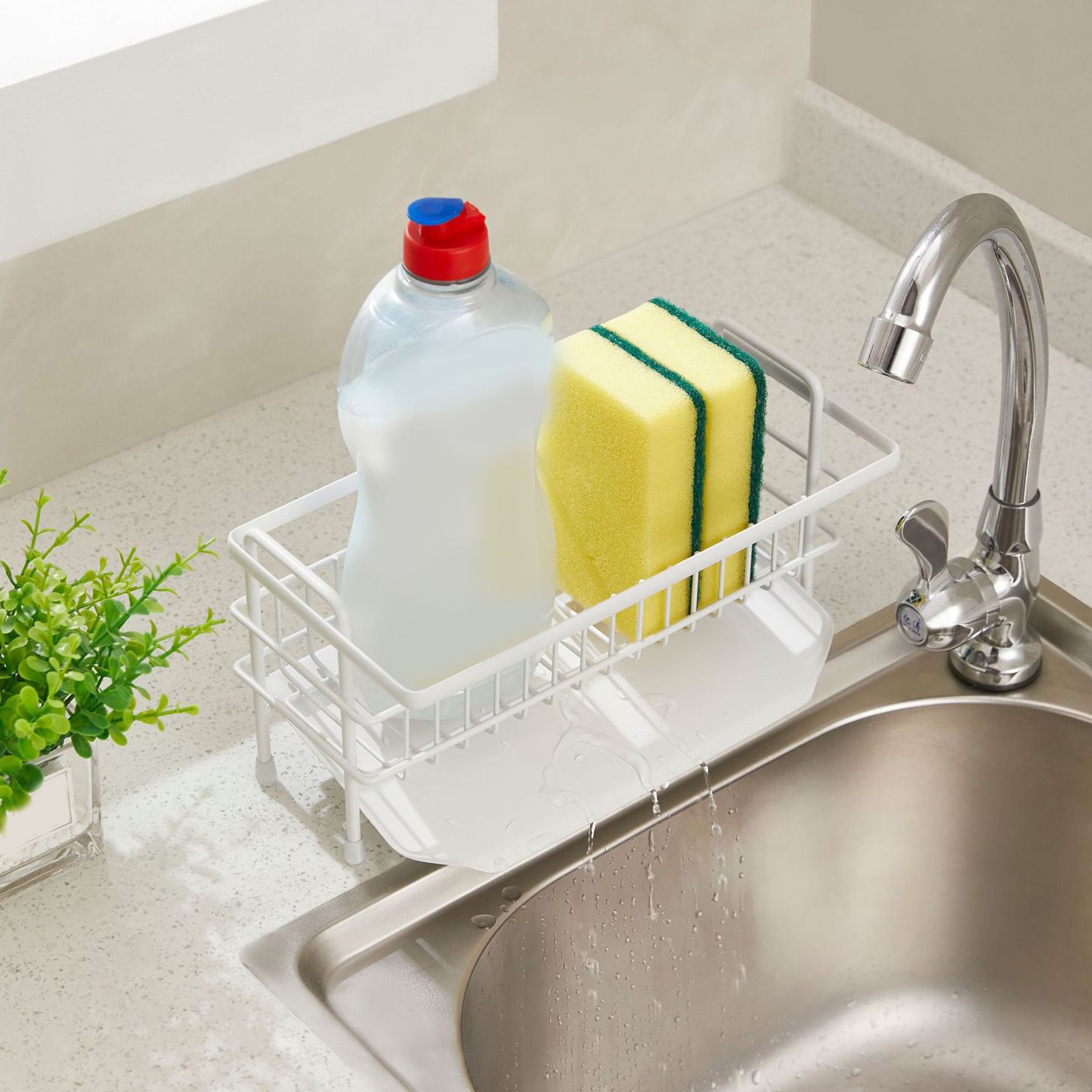 Sink Sponge Holder Stainless Steel Countertop Dish Sponge Organizer Dry Rack view 8