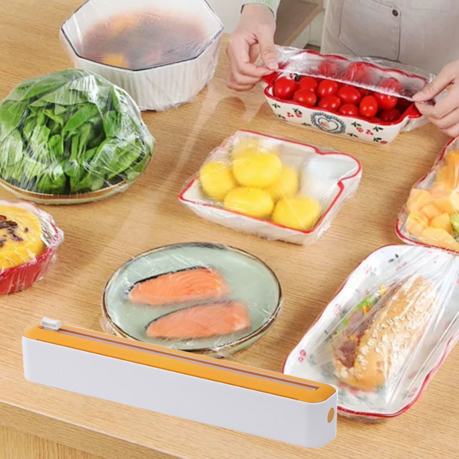 Plastic Wrap Dispenser with Slide Cutter PP Refillable Food Wrap Cling Film view 9