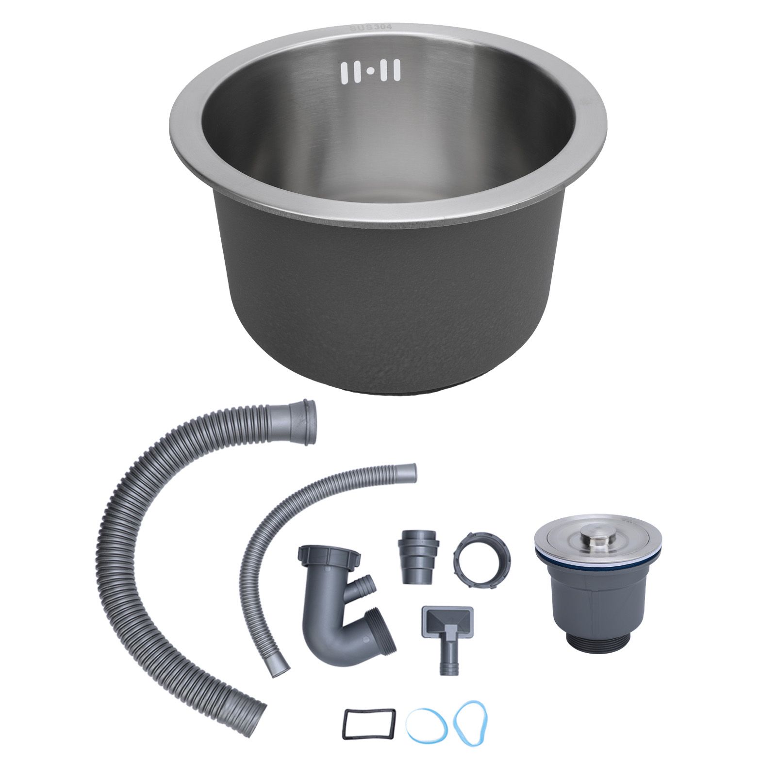 Kitchen Sink Undermount 304 Stainless Steel Single Bowl Mini Round Sink with view 3