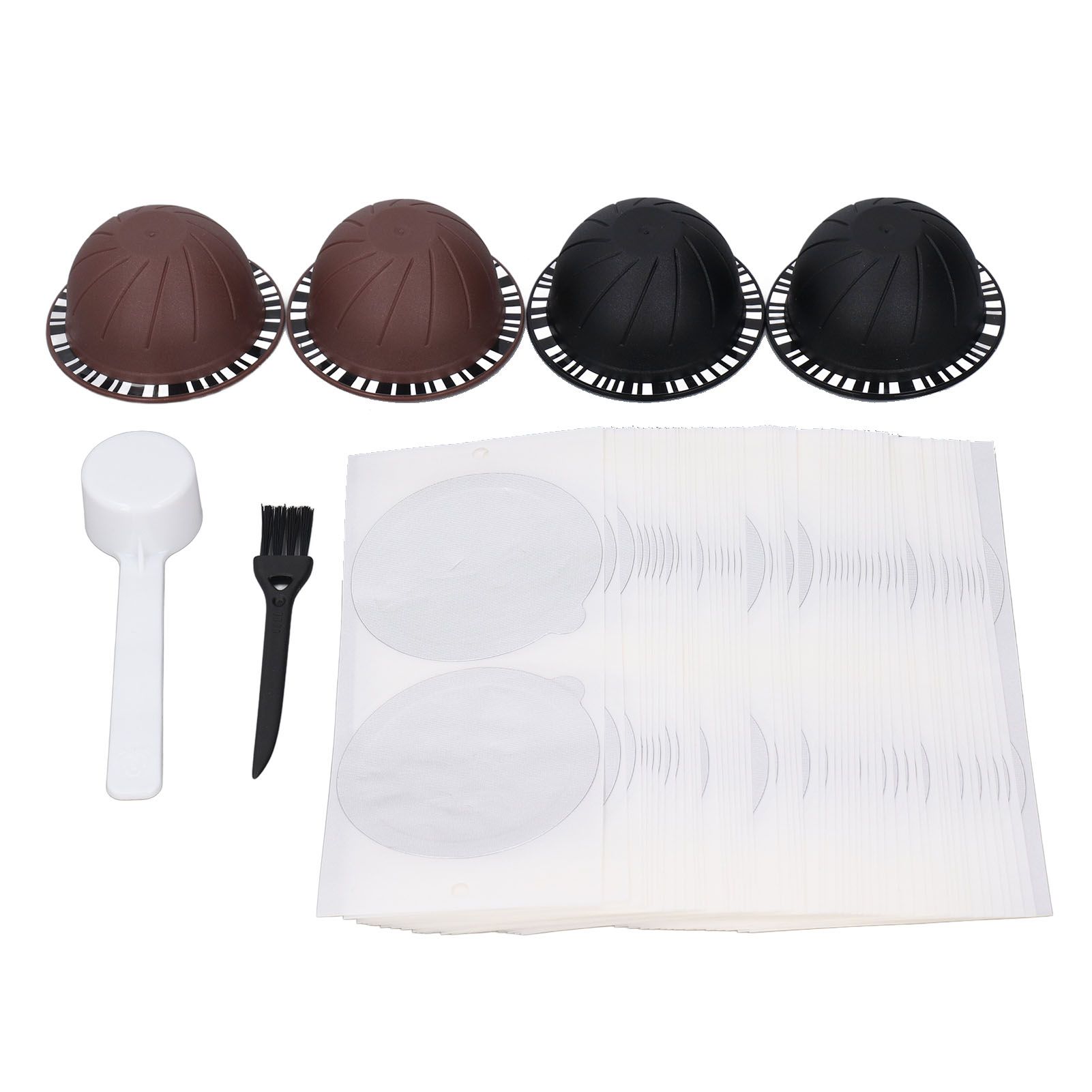 100PCS Aluminum Foil Lids Seals with 4 Reusable Coffee Capsules Plastic view 3