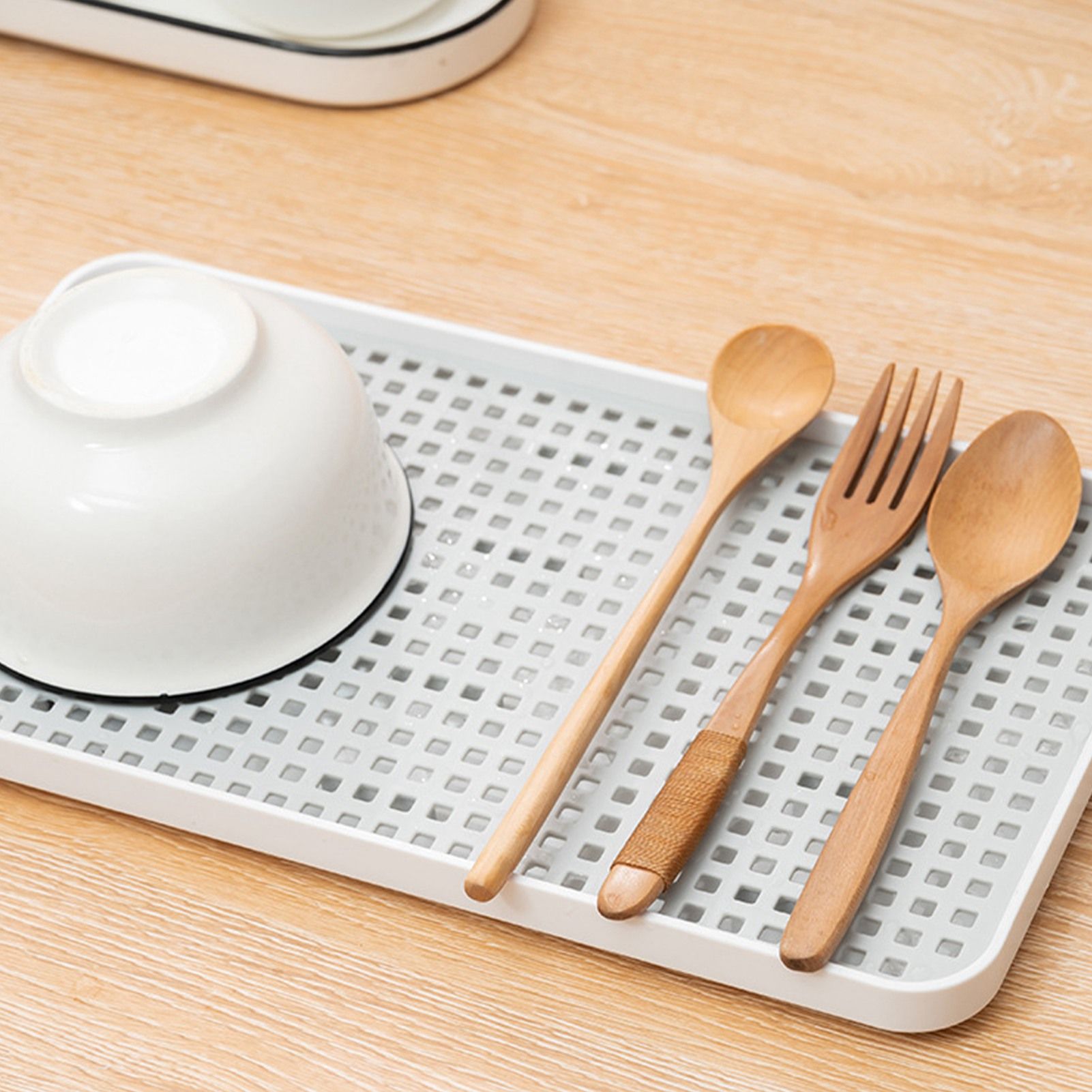 Double Layer Drain Tray Dish Drainer Drying Rack Tea Tray for Cup Bowl Fruit view 8
