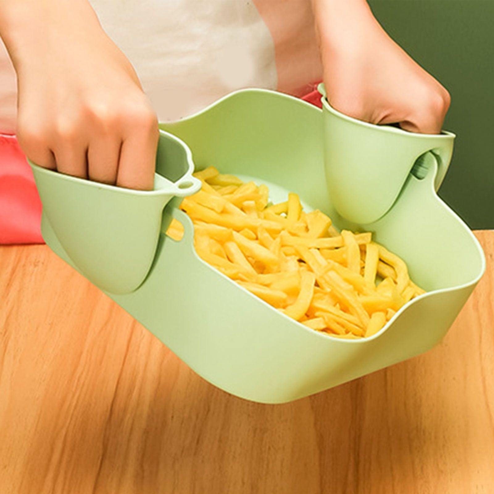 Reusable Fryer Silicone Liners 7.9in Square Fryer Silicone Basket Bowl with view 9