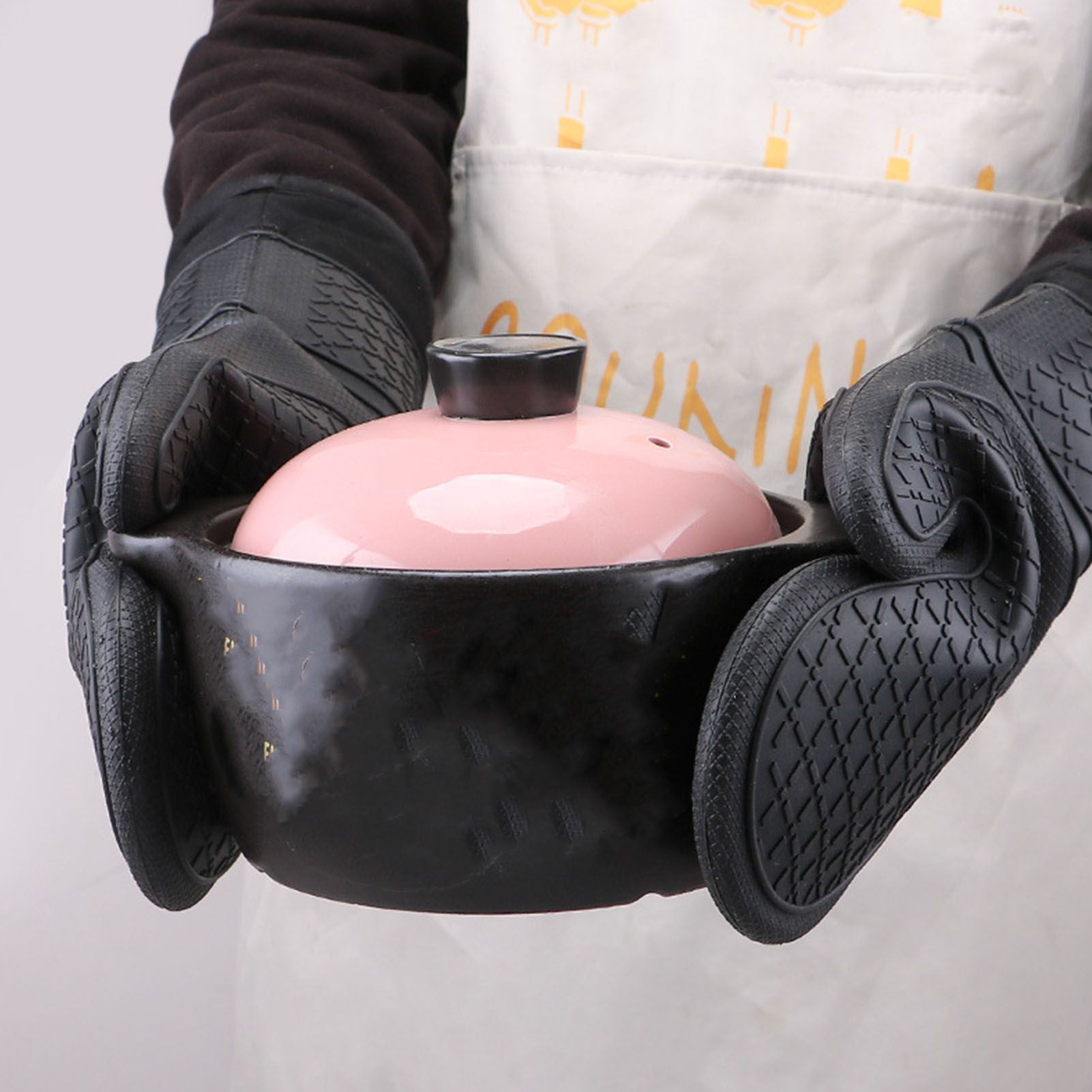Heat Resistant Gloves Thickened Silicone Cotton Lining Insulated Oven Mitts view 9