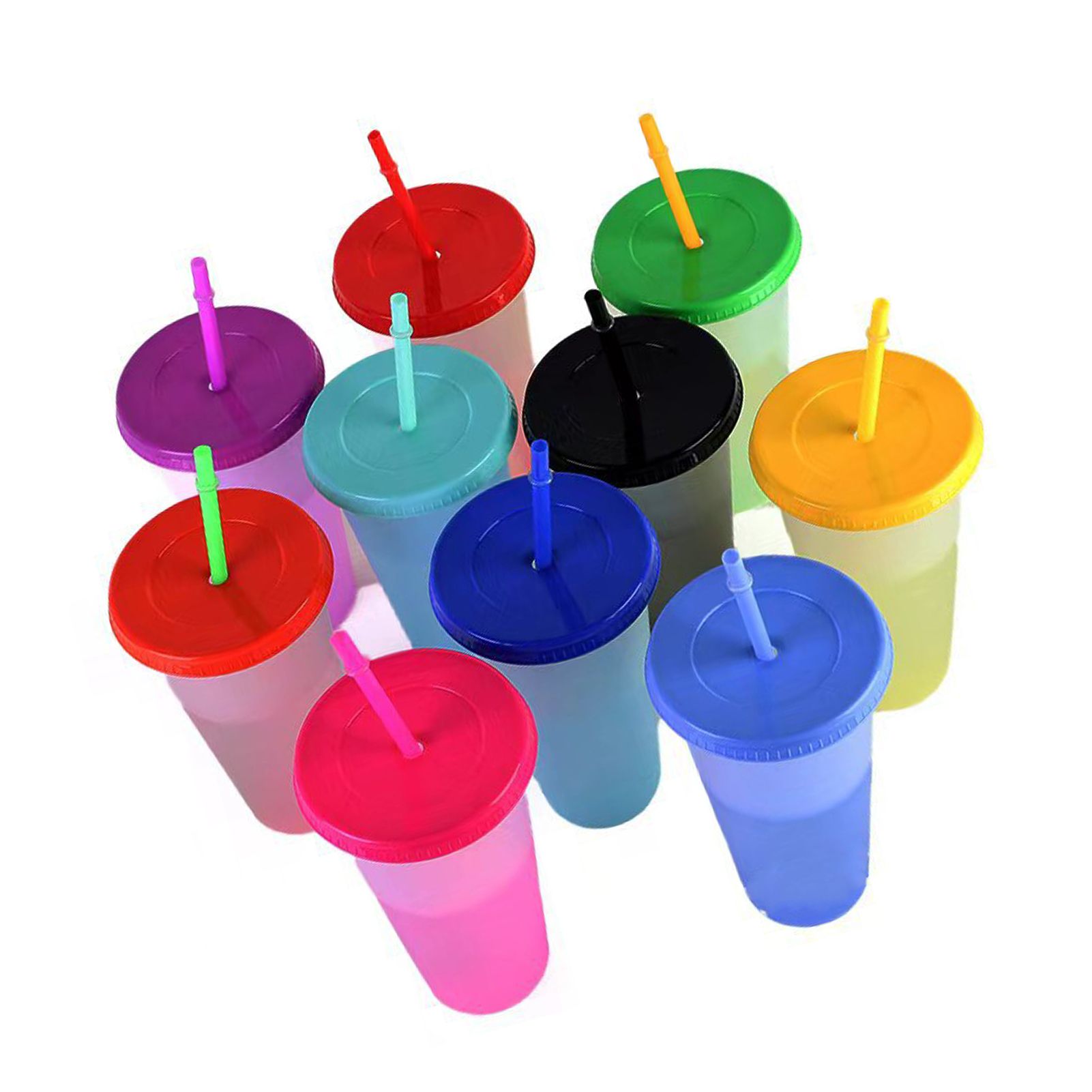 20pcs Color Changing Straw Cups Professional Innovative Food Grade PP Plastic