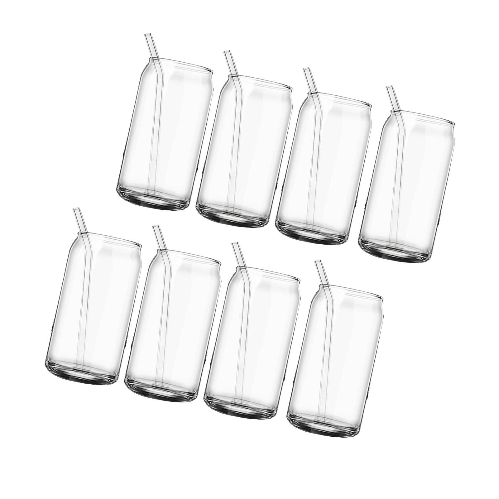 Drinking Glass Cups Set Reusable Straw Can Shaped Transparent Glass Coffee view 2