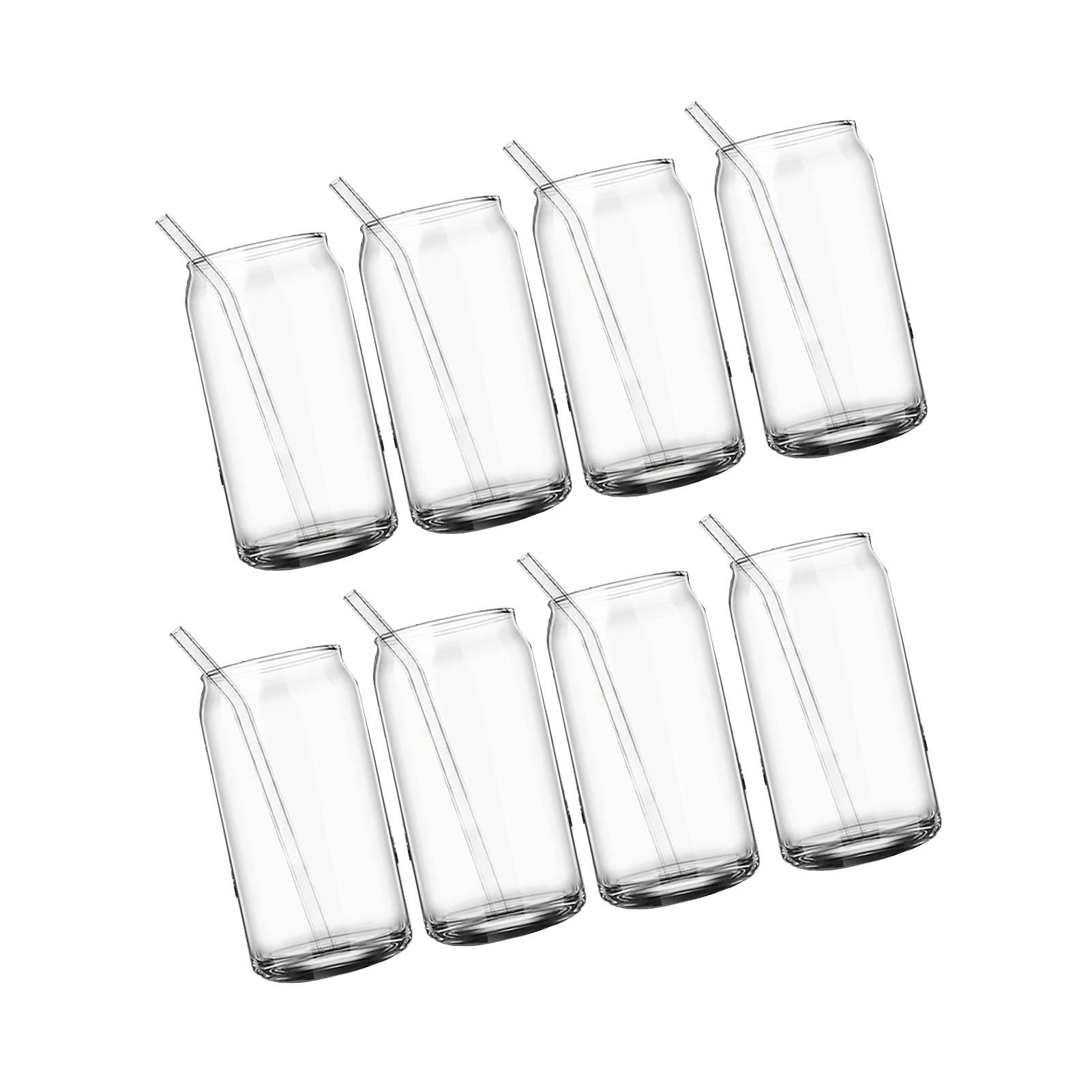 Drinking Glass Cups Set Reusable Straw Can Shaped Transparent Glass Coffee view 5