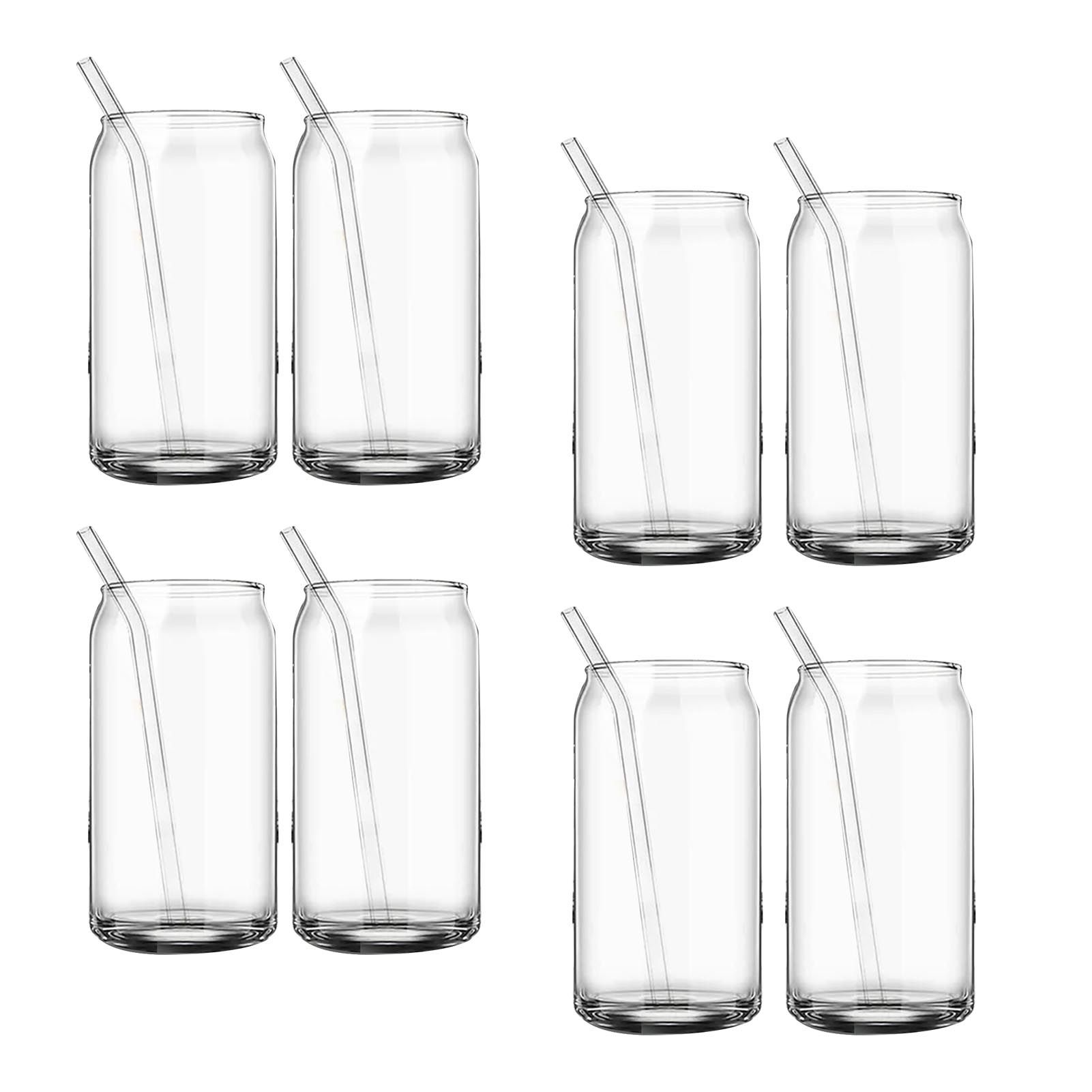 Drinking Glass Cups Set Reusable Straw Can Shaped Transparent Glass Coffee view 6