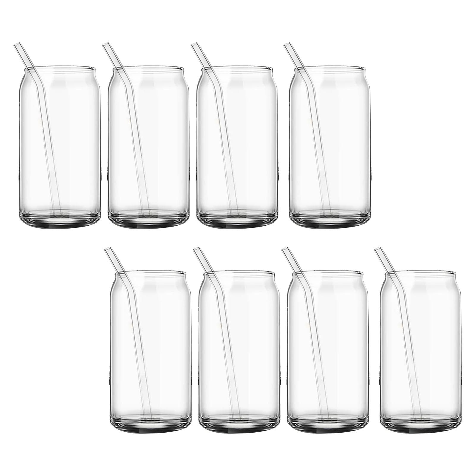 Drinking Glass Cups Set Reusable Straw Can Shaped Transparent Glass Coffee view 8