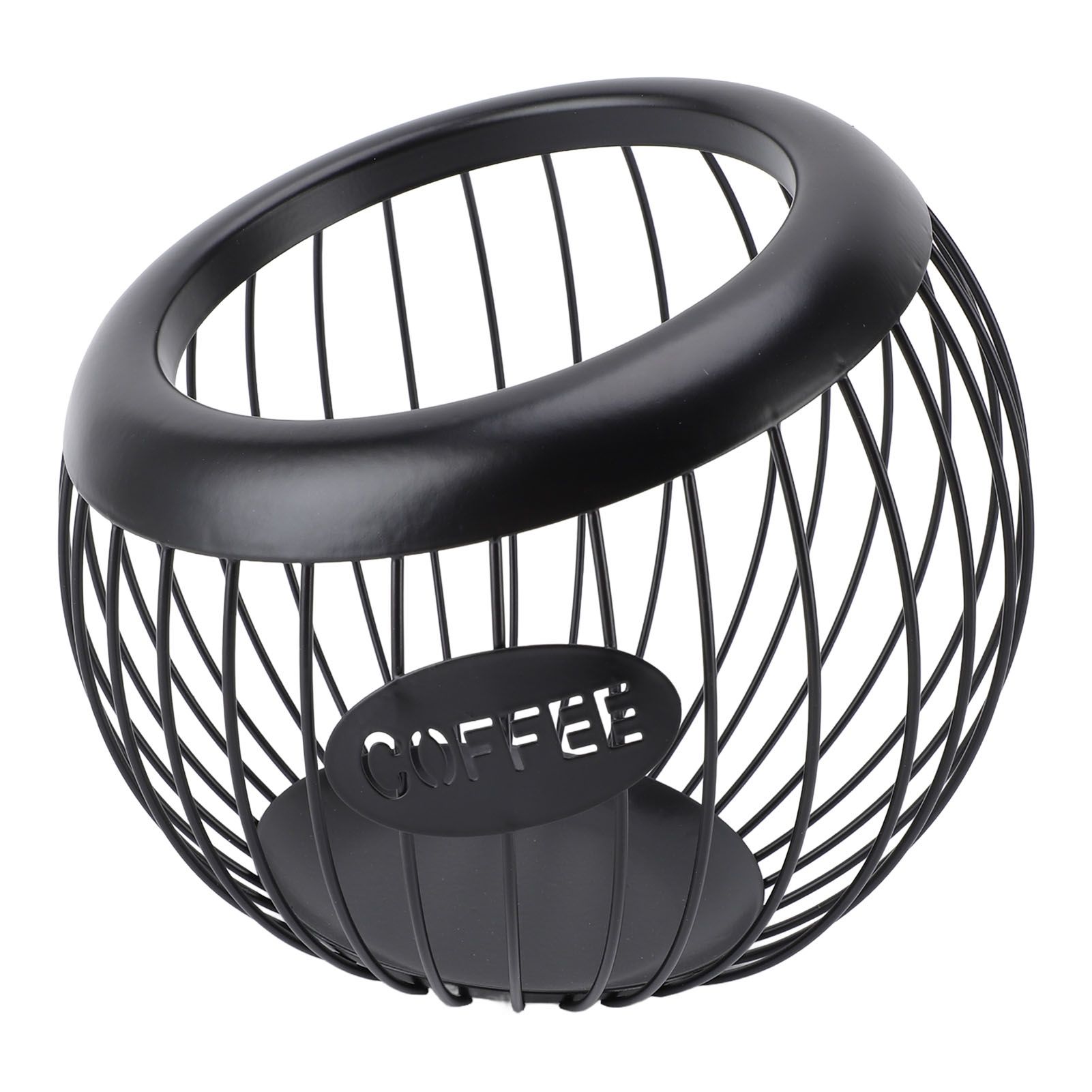 Coffee Pod Storage Basket Black with Letters Large Capacity Iron Rust Proof