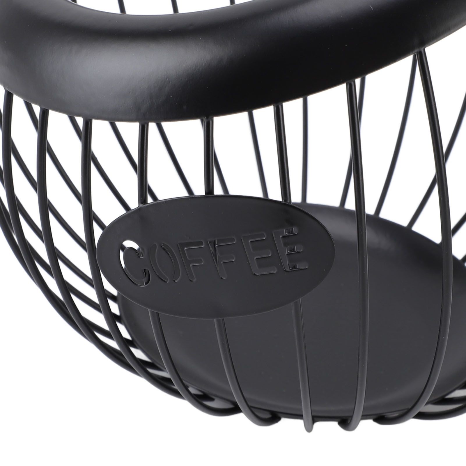 Coffee Pod Storage Basket Black with Letters Large Capacity Iron Rust Proof view 2