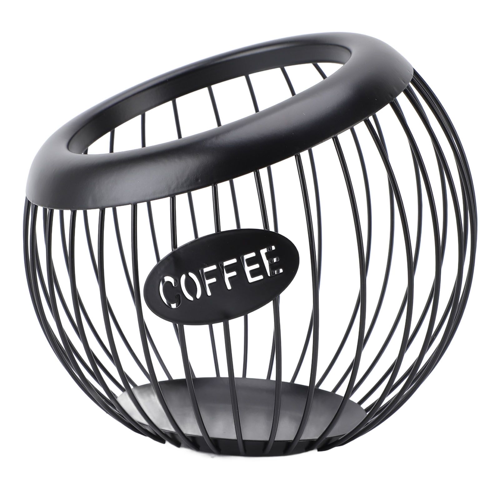 Coffee Pod Storage Basket Black with Letters Large Capacity Iron Rust Proof view 3