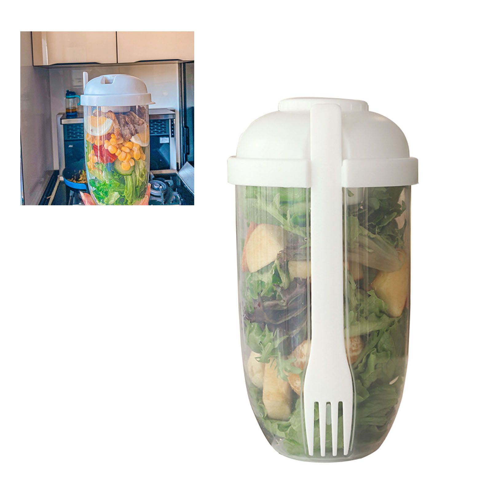 Salad Cup PP Portable Salad Container with Lid and Fork for Travel Outdoor view 8