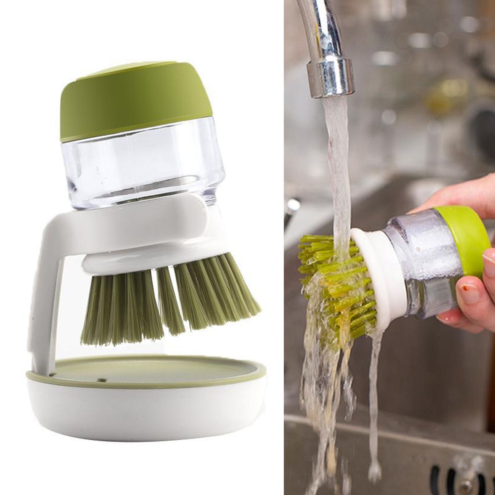 Soap Dispenser Brush Portable Soap Dispensing Palm Brush Storage Set with Drip view 4